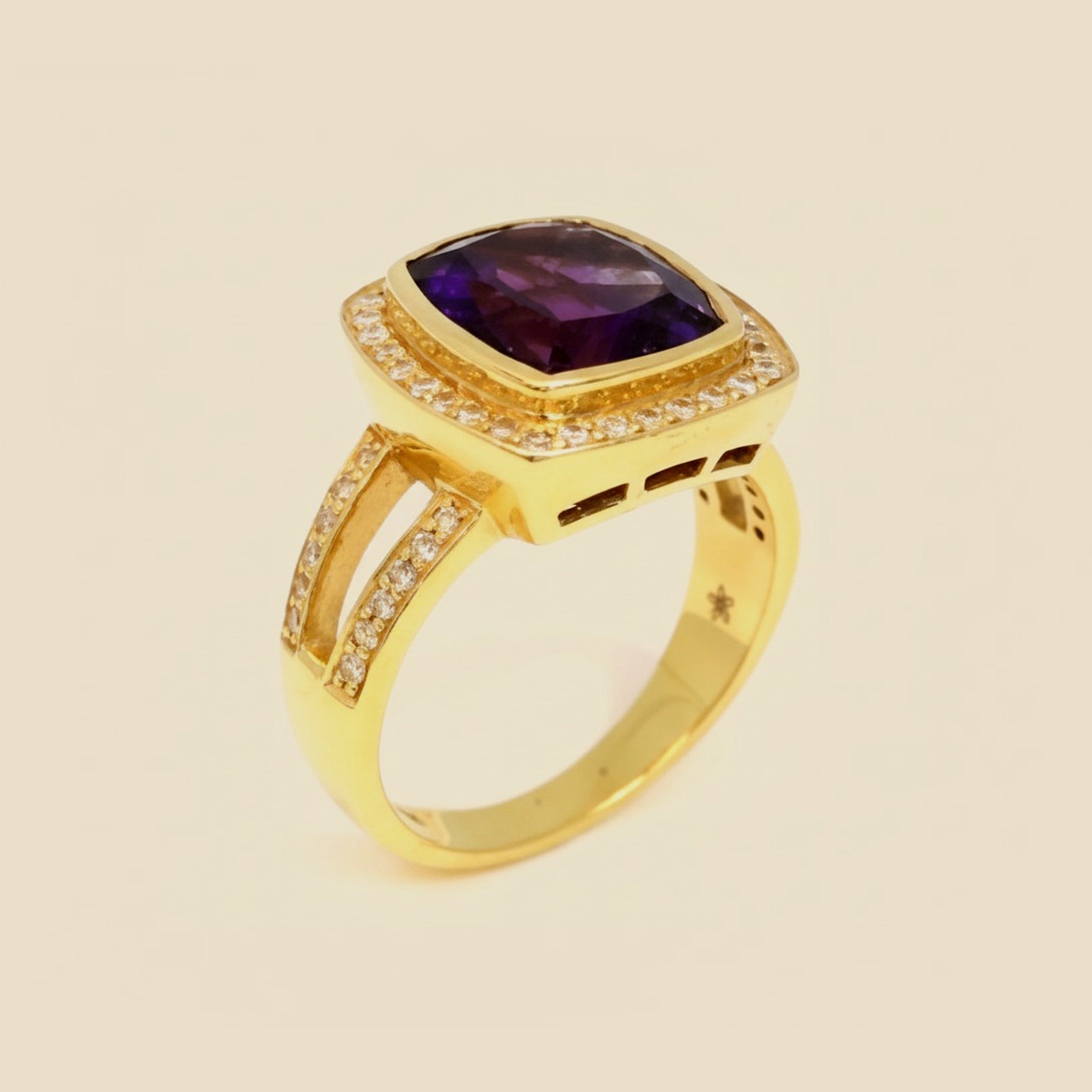 Yellow Gold Amethyst & Diamond Cocktail Ring – Empire Diamond