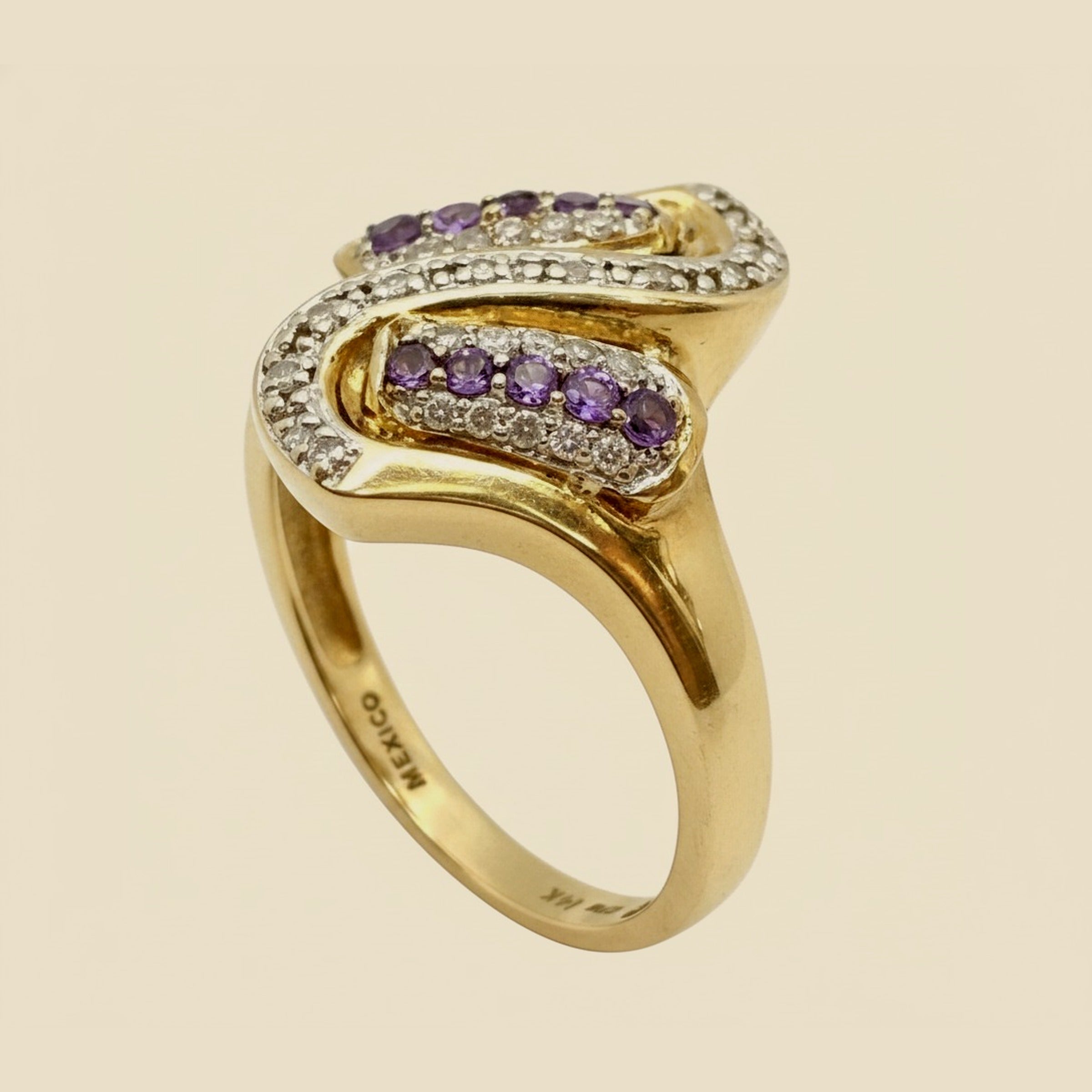 Yellow Gold Amethyst & Diamond Everyday Ring – Empire Diamond