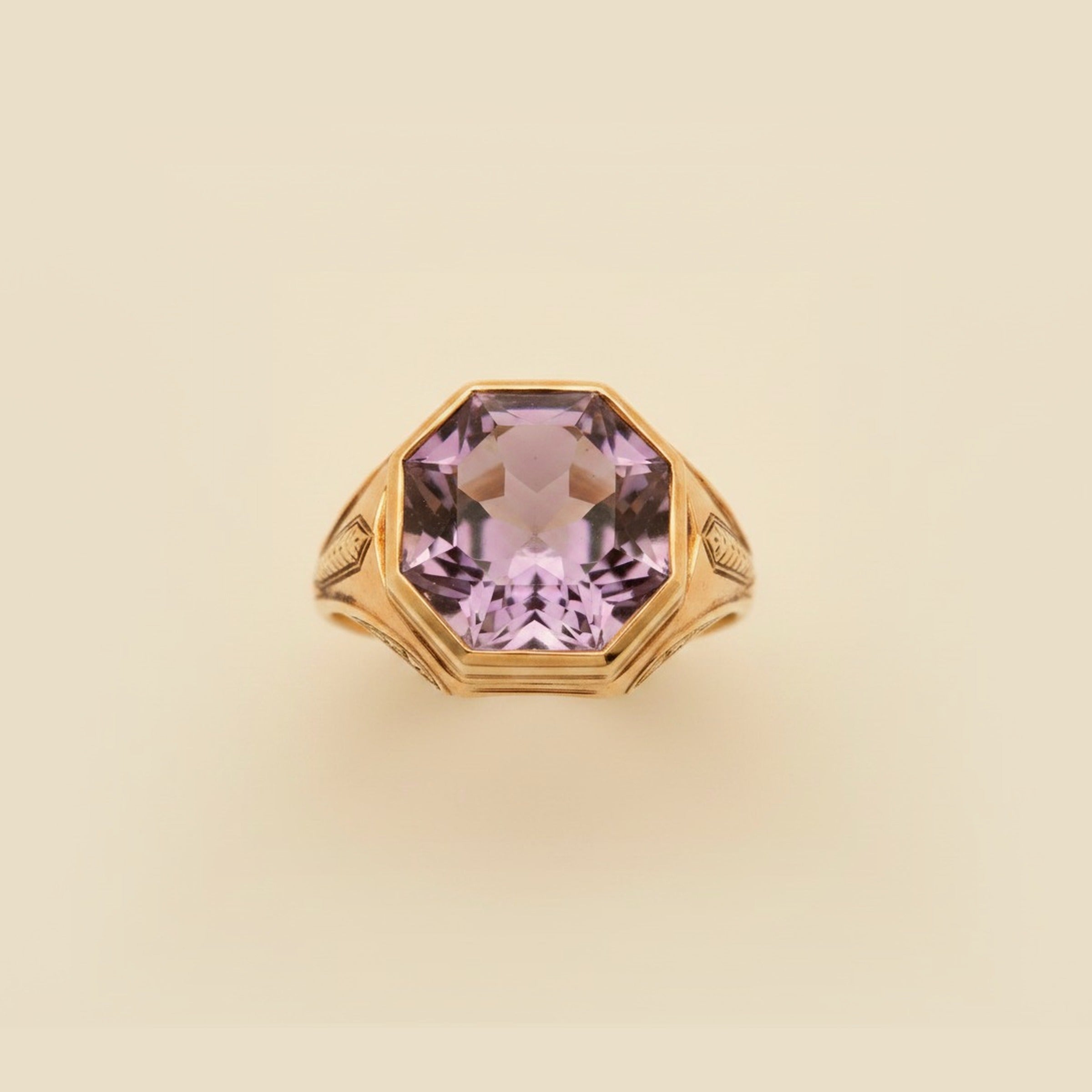 Yellow Gold Amethyst Ring – Empire Diamond – view 2