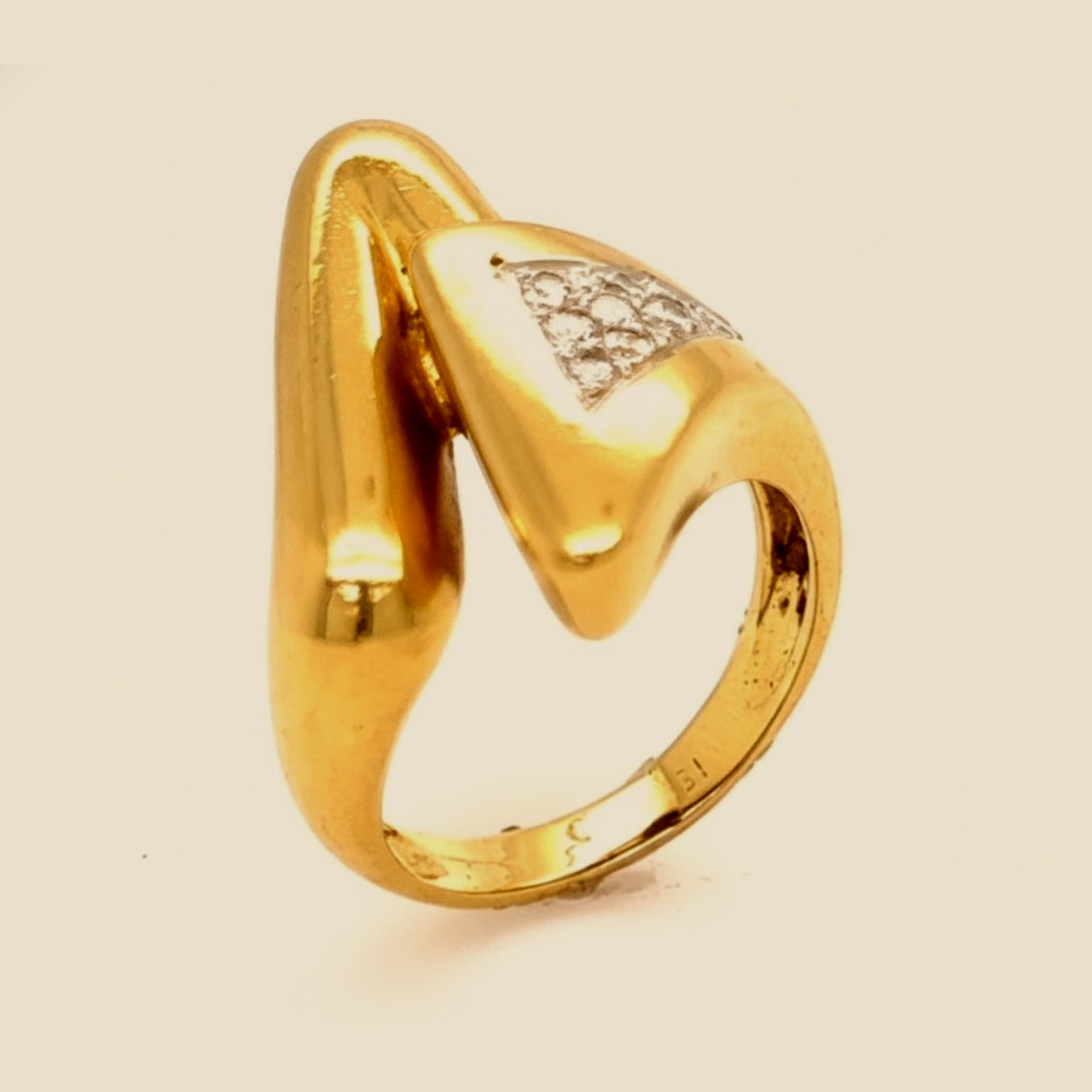 Yellow Gold Asymetrical Ring with Diamonds – Empire Diamond