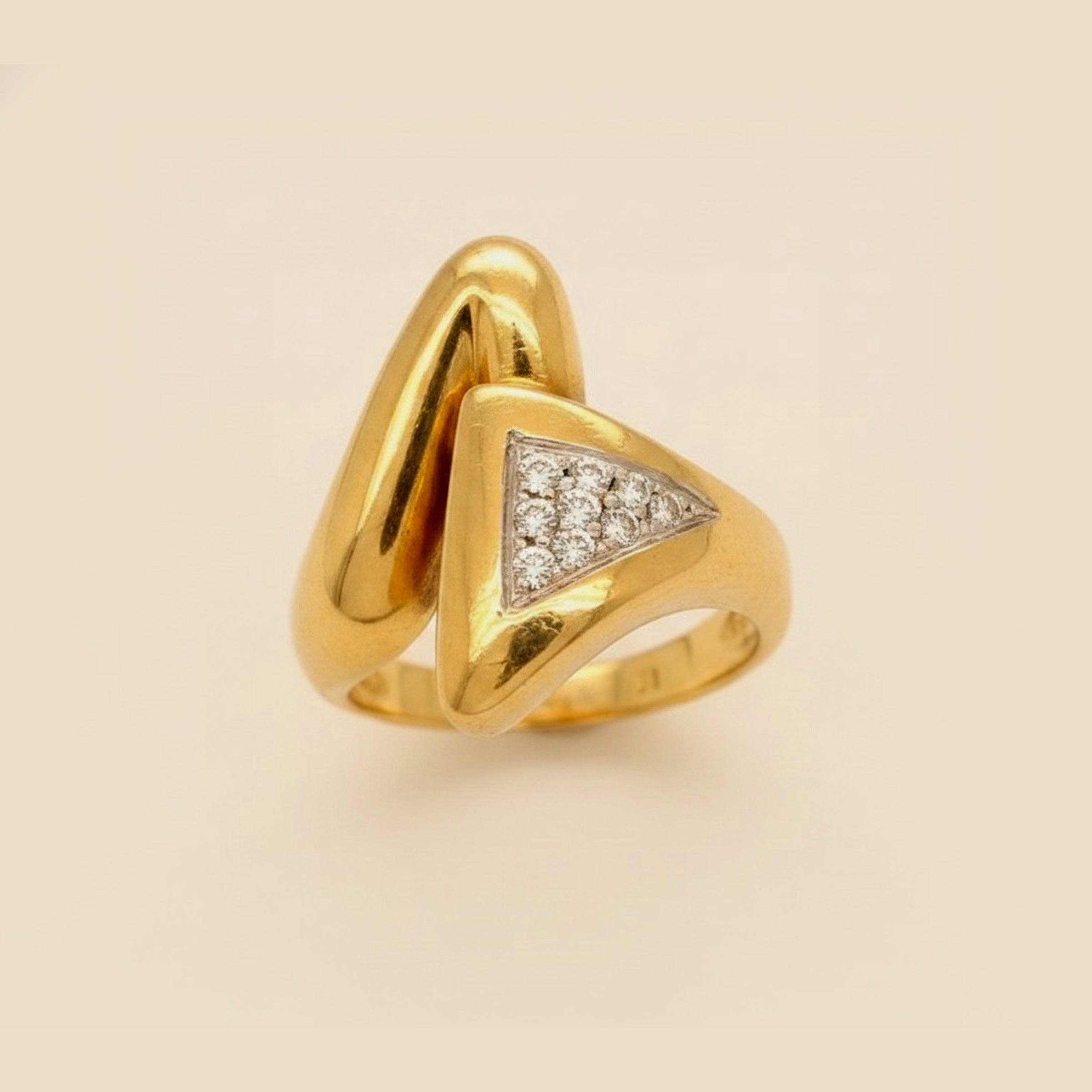 Yellow Gold Asymetrical Ring with Diamonds – Empire Diamond – view 2