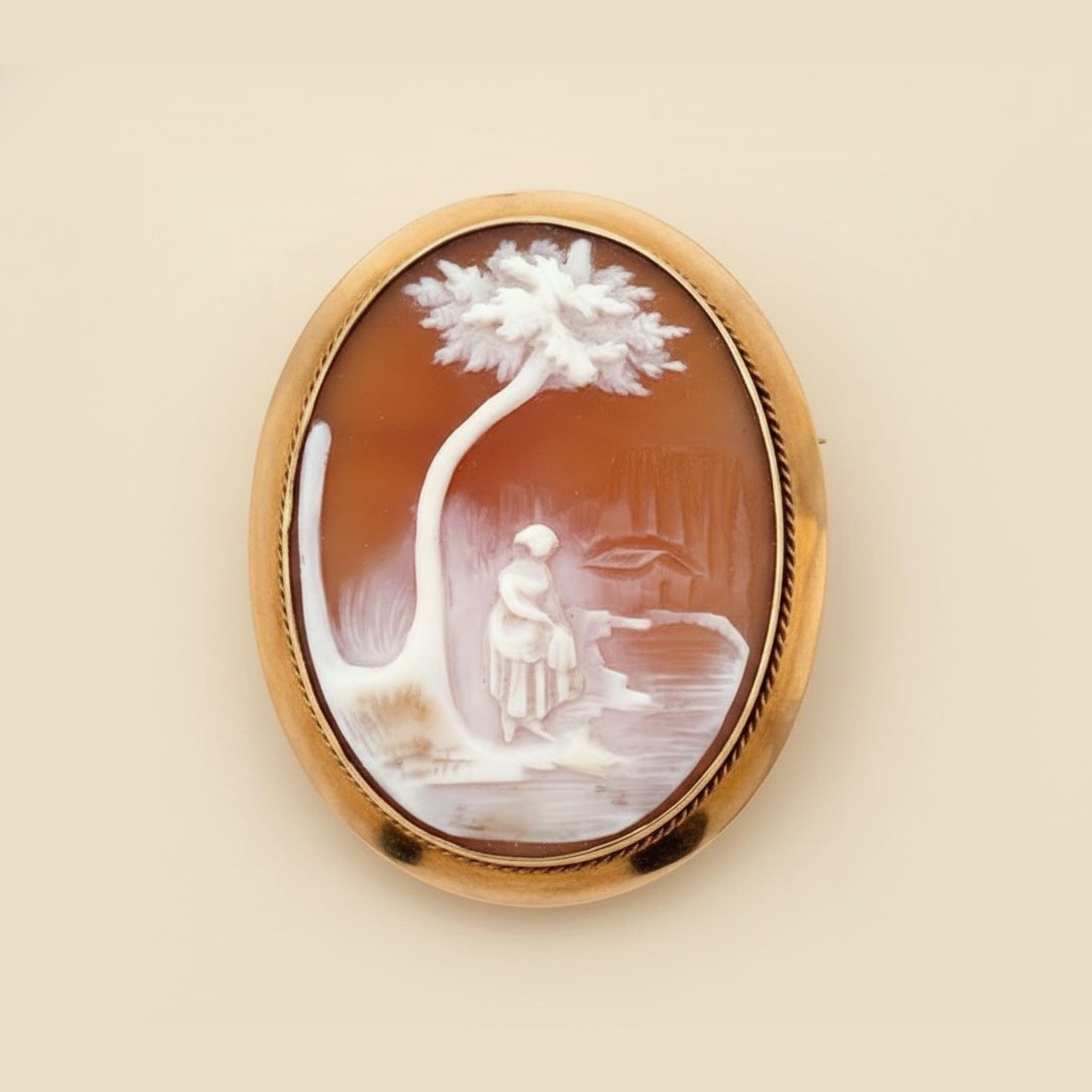 Yellow Gold Cameo Brooch
