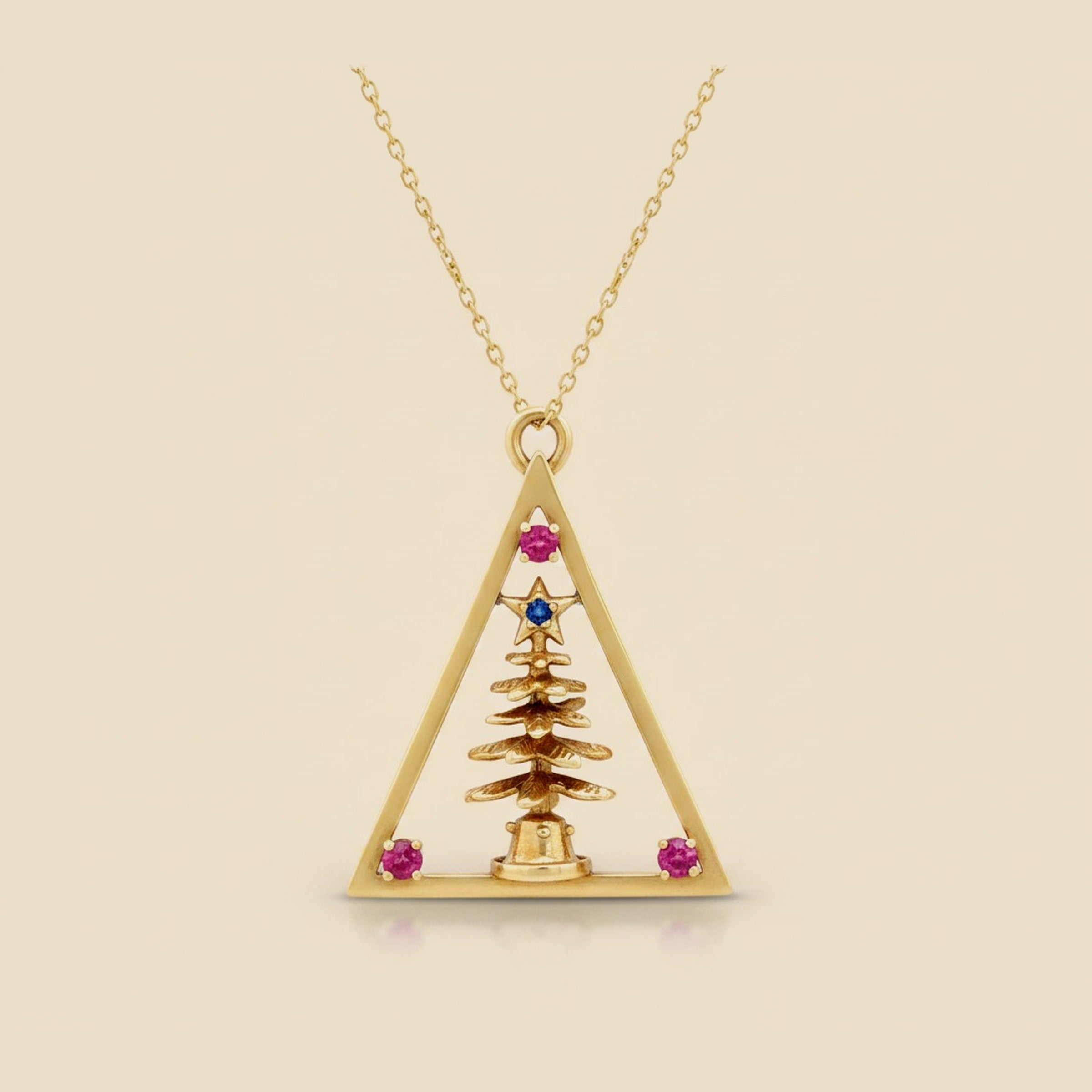 Yellow Gold Christmas Tree Charm Pendant