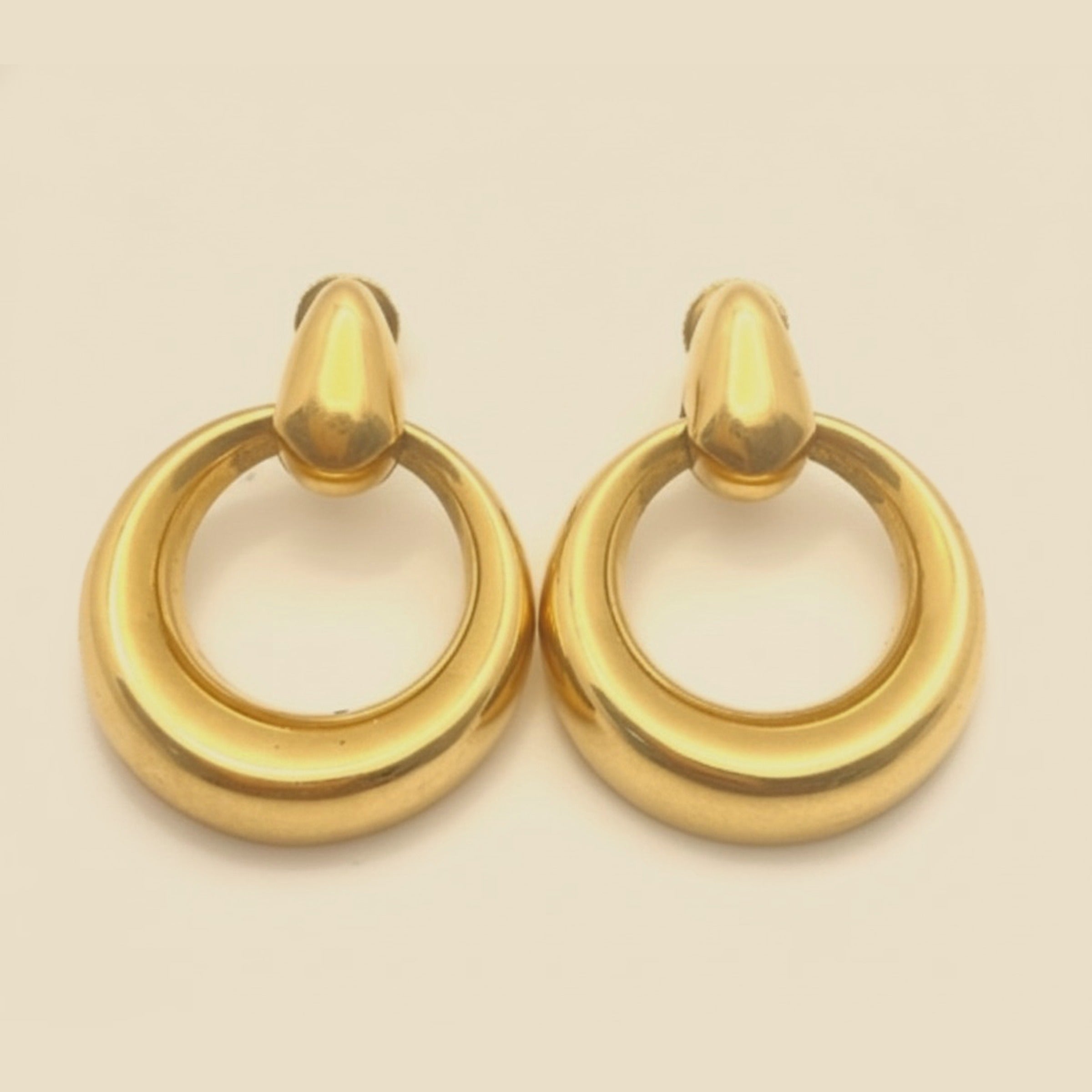 Yellow Gold Circle Earrings Pierced – Empire Diamond