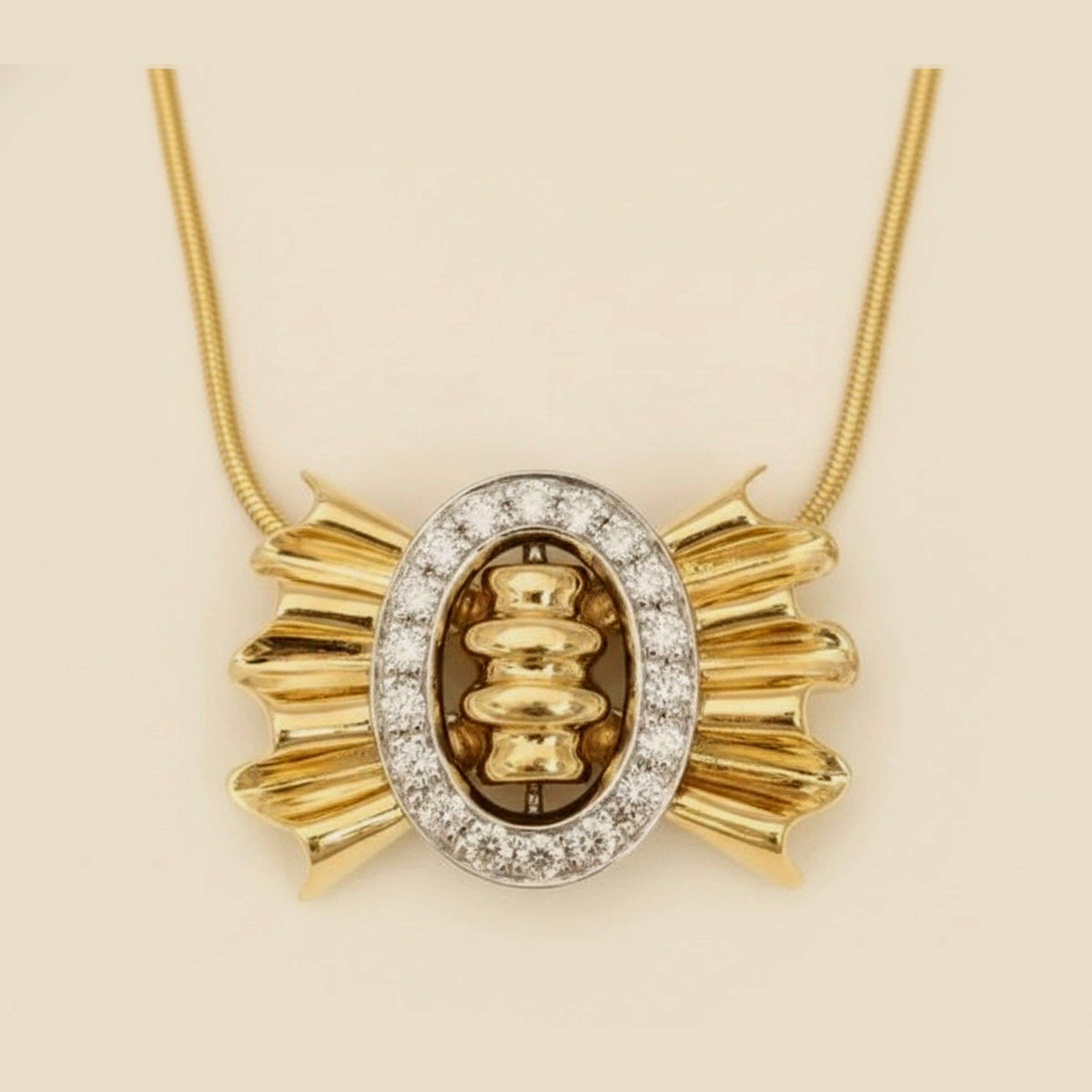 Yellow Gold Decorative Diamond Bow Pendant – Empire Diamond