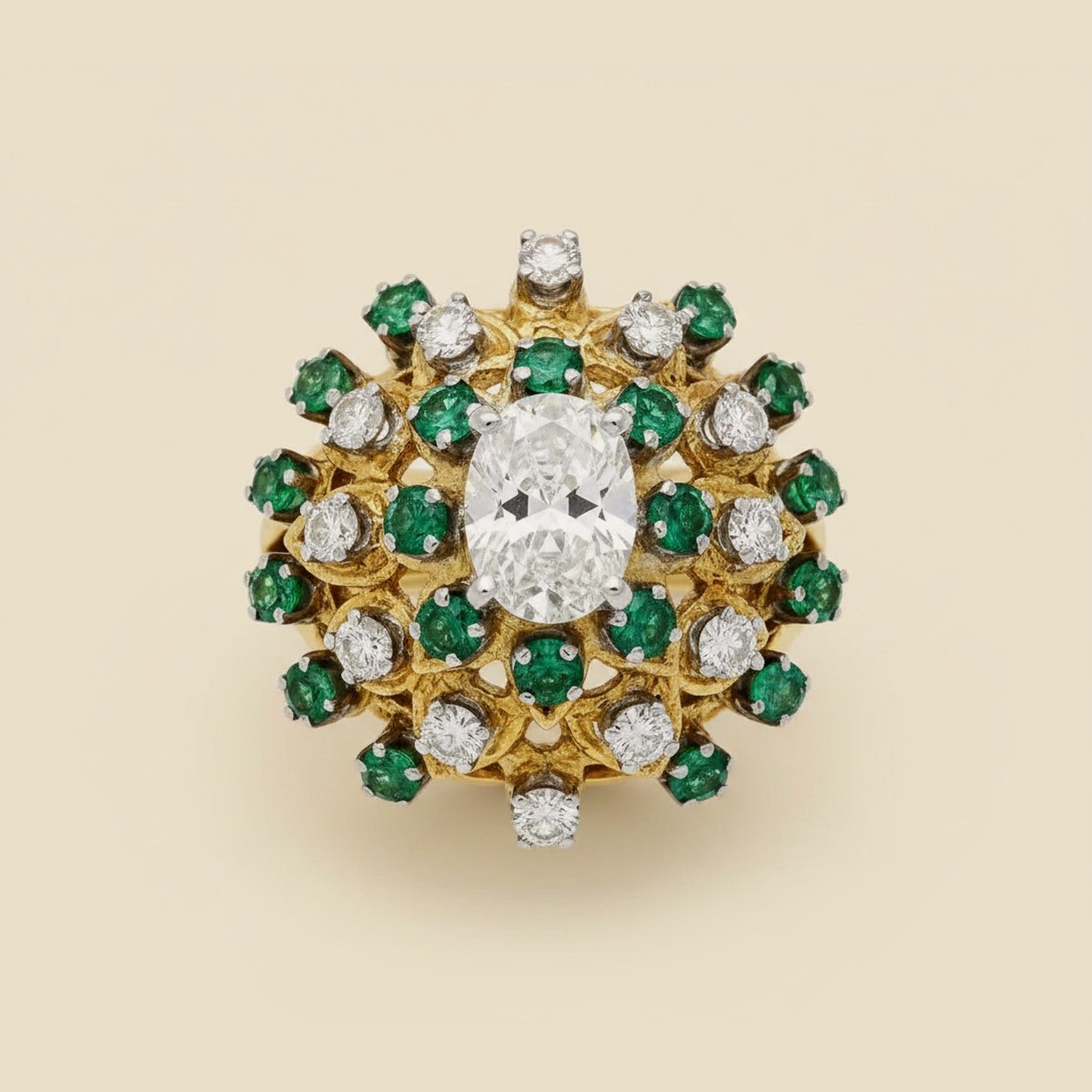 Yellow Gold Diamond and Emerald Cocktail Ring – Empire Diamond – view 2