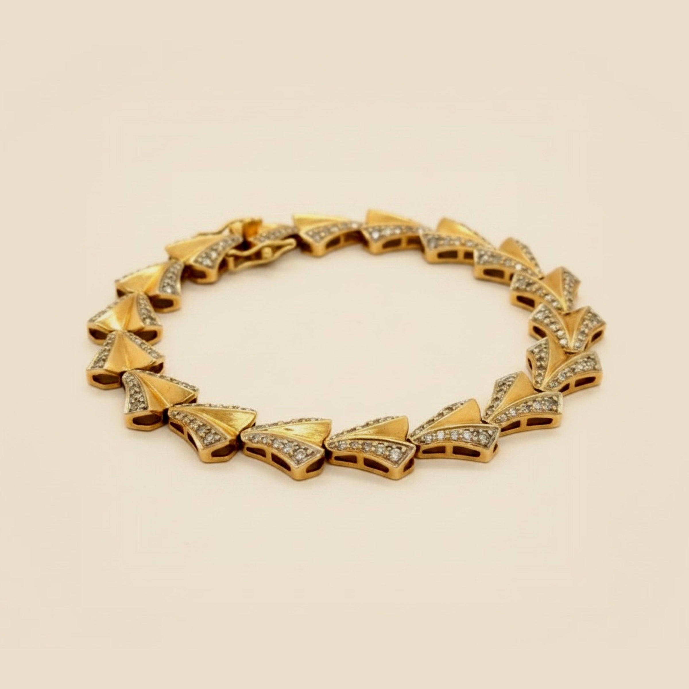 Yellow Gold Diamond Chevron Link Bracelet