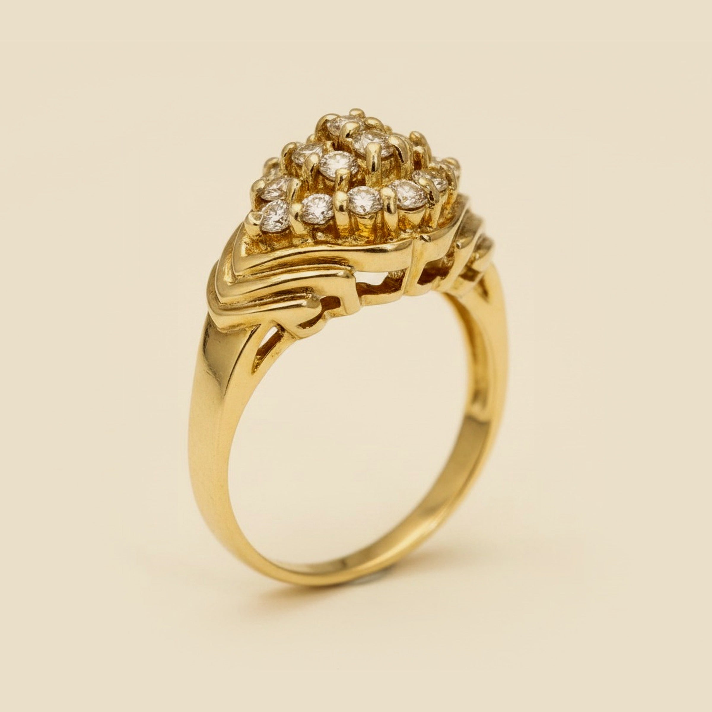 Yellow Gold Diamond Cluster Ring – Empire Diamond