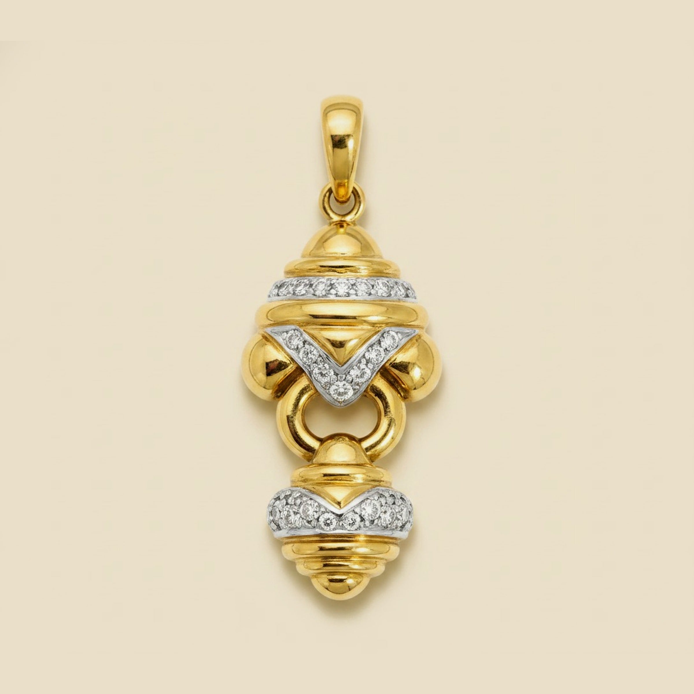 Yellow Gold Diamond Door Knocker Pendant
