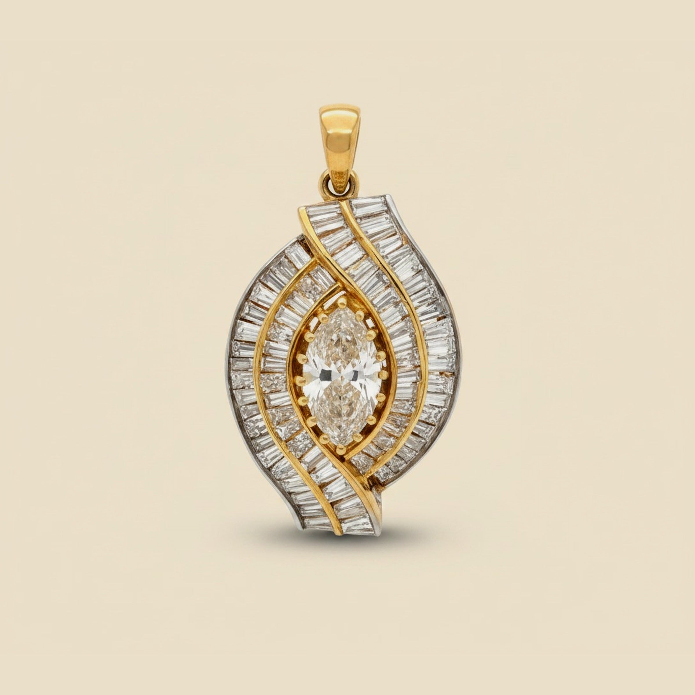 Yellow Gold Diamond Pendant with Center Marquise – Empire Diamond