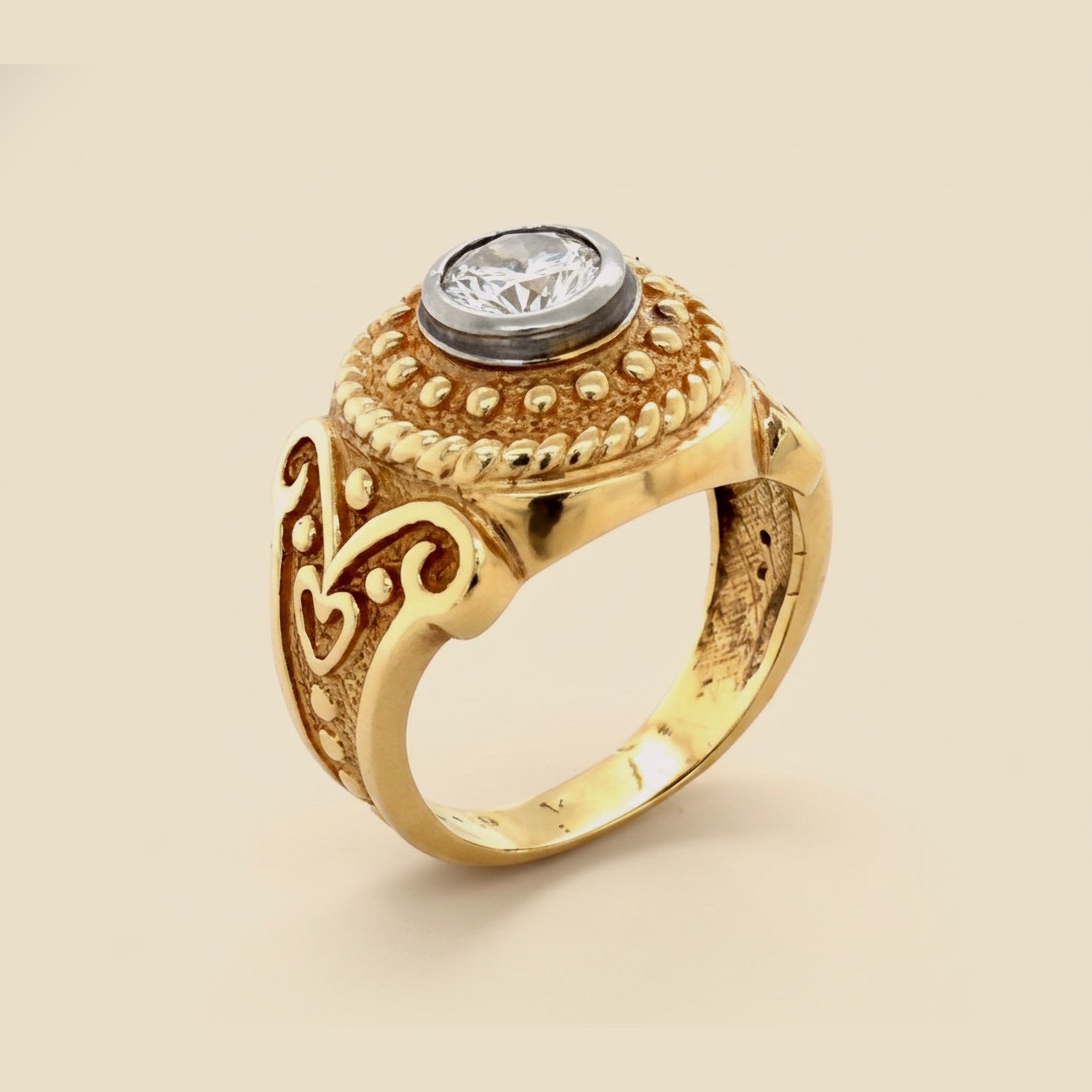 Yellow Gold Etruscan-Style Diamond Ring