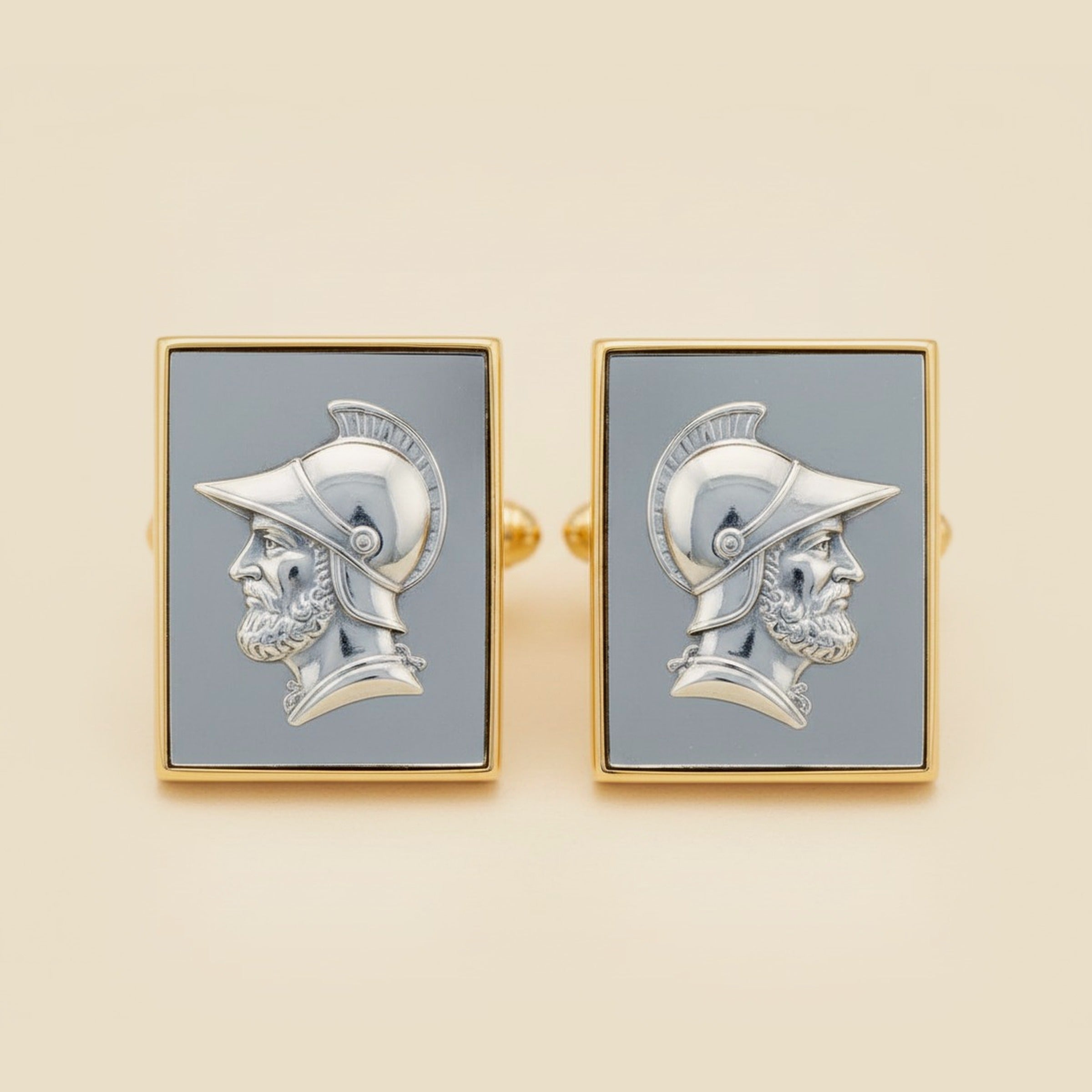 Yellow Gold Hematite Intaglio Cuff Links – Empire Diamond