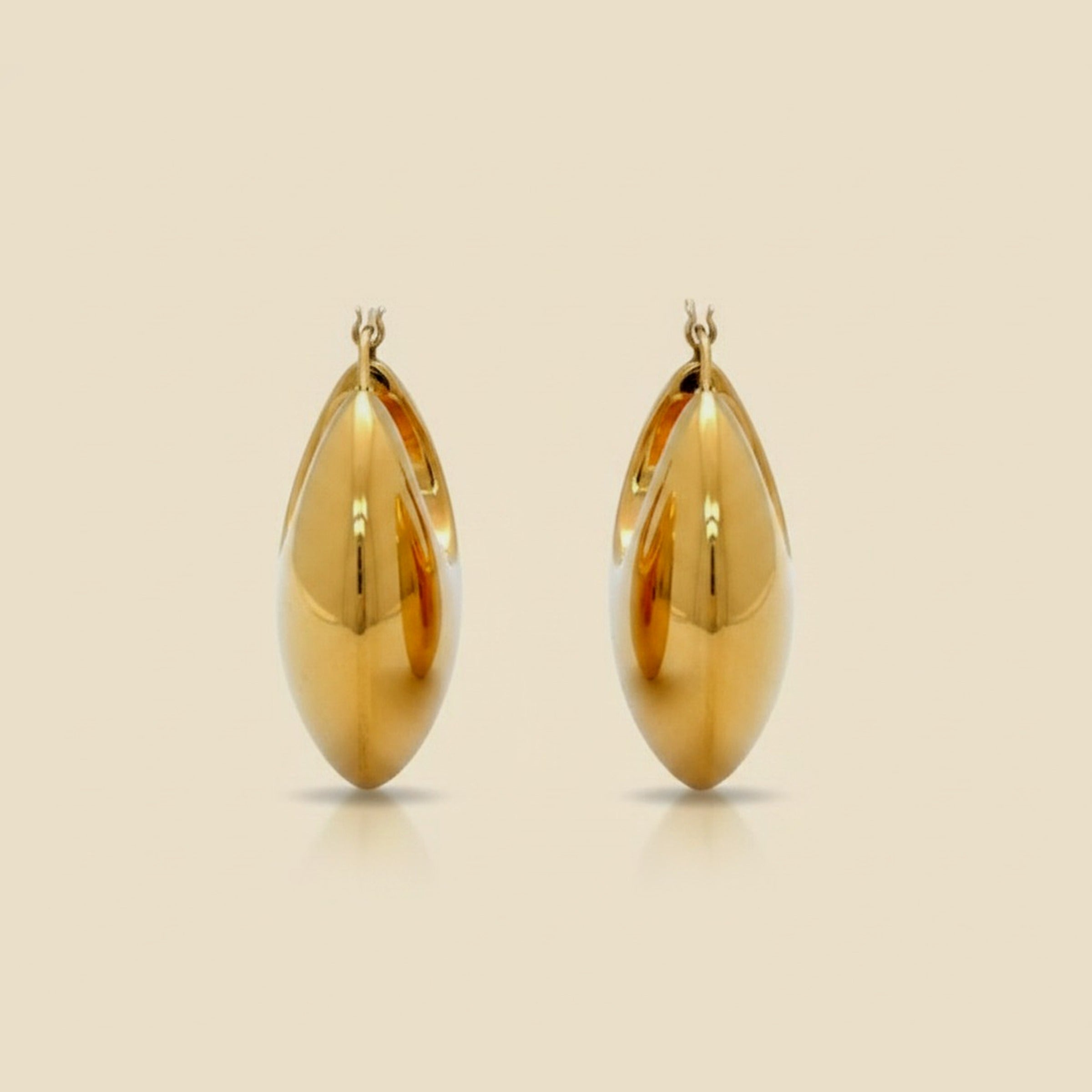 Yellow Gold Hollow Hoop Earrings