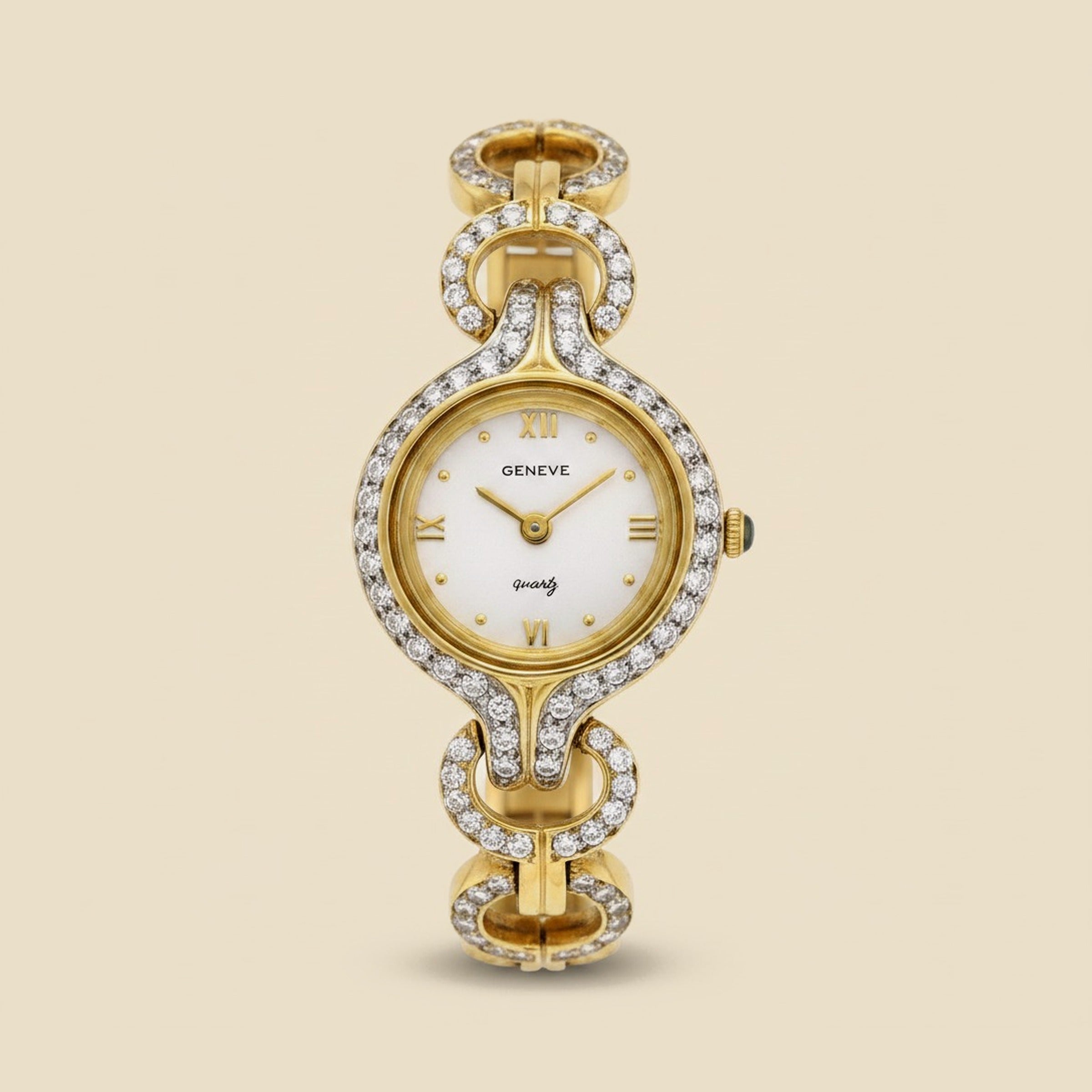 Yellow Gold Lady's Geneve Swiss Quartz Wrist Watch – Empire Diamond
