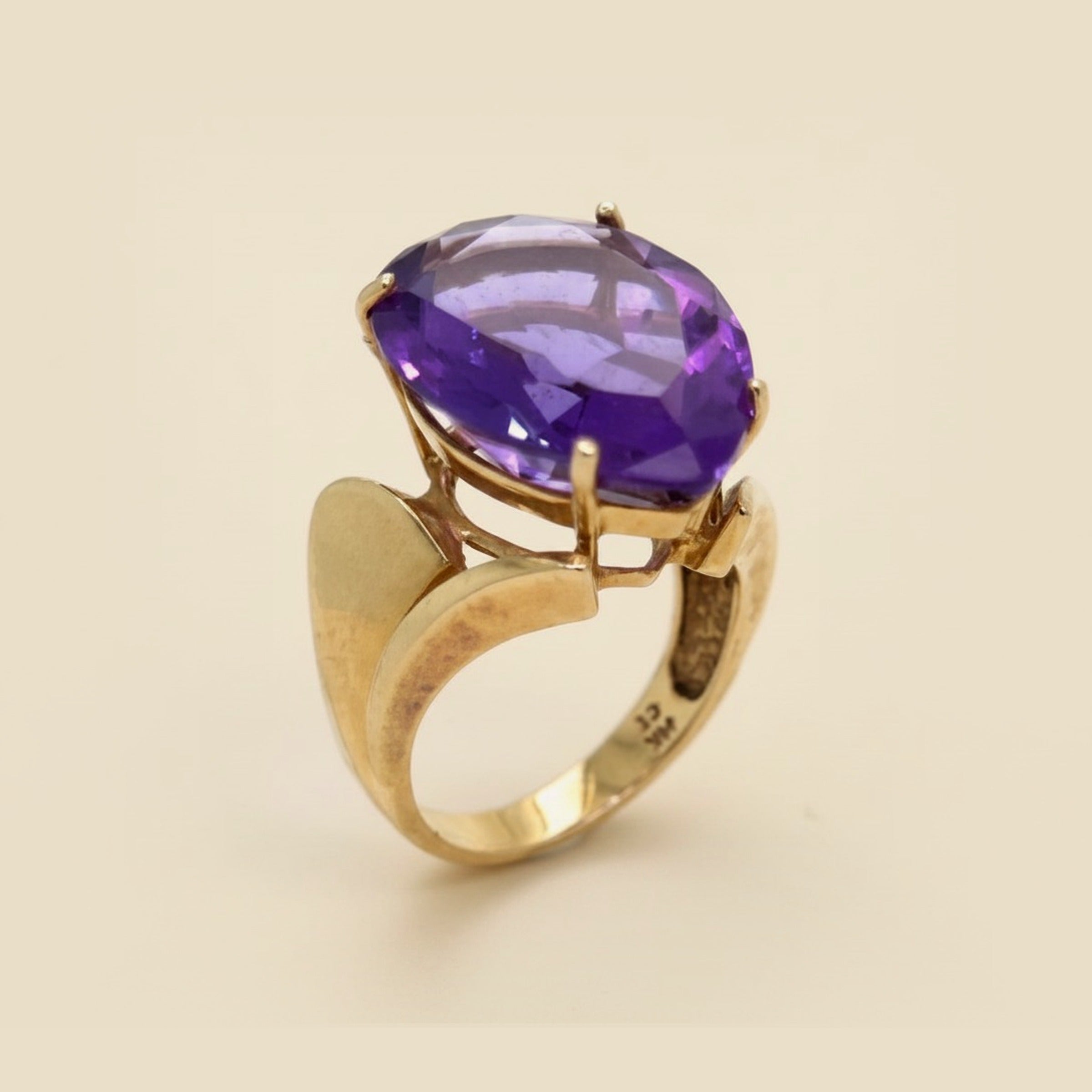 Yellow Gold Large Pear Shape Amethyst Ring – Empire Diamond