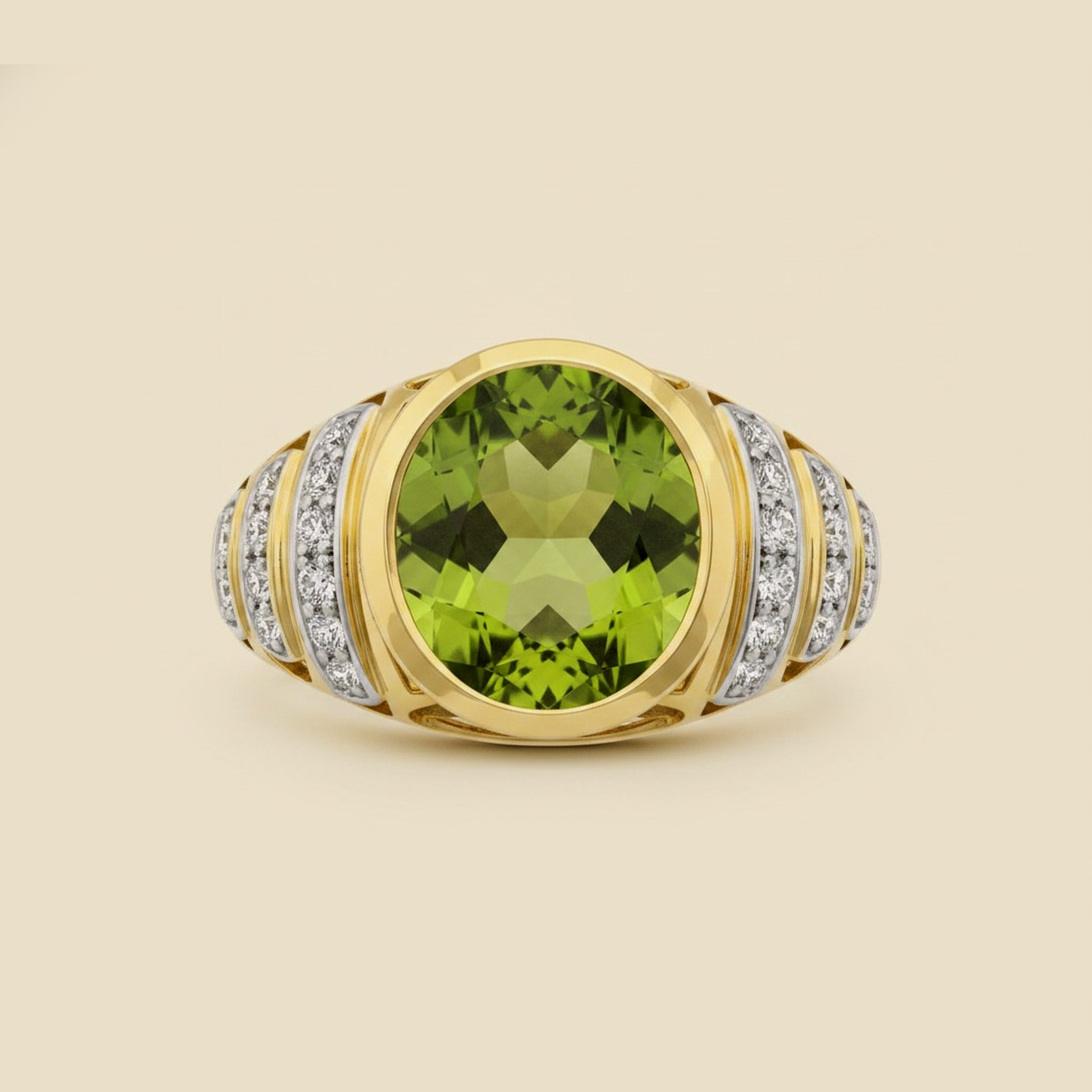 Yellow Gold Large Peridot & Diamond Ring – Empire Diamond – view 2
