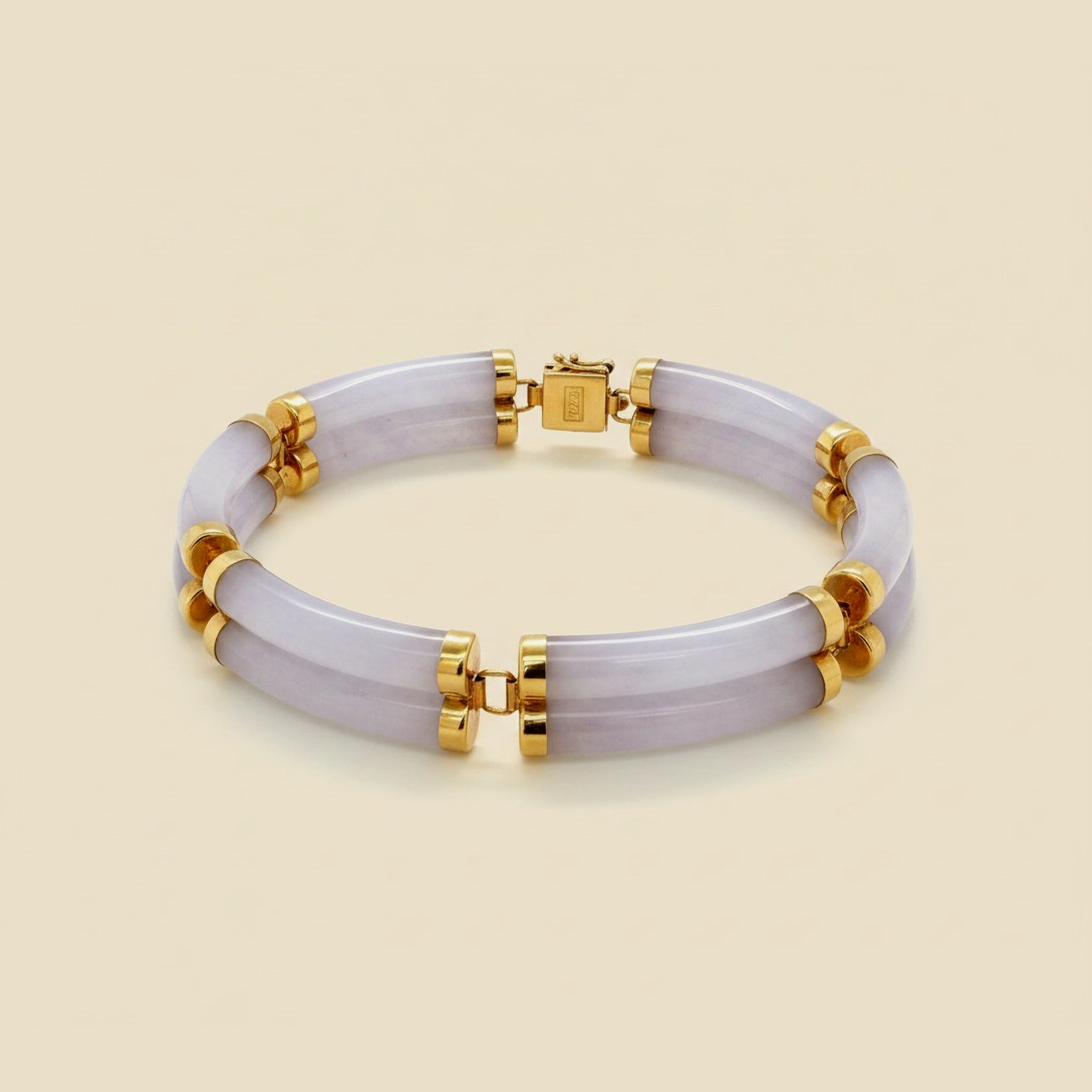 Yellow Gold Lavender Jade Bracelet