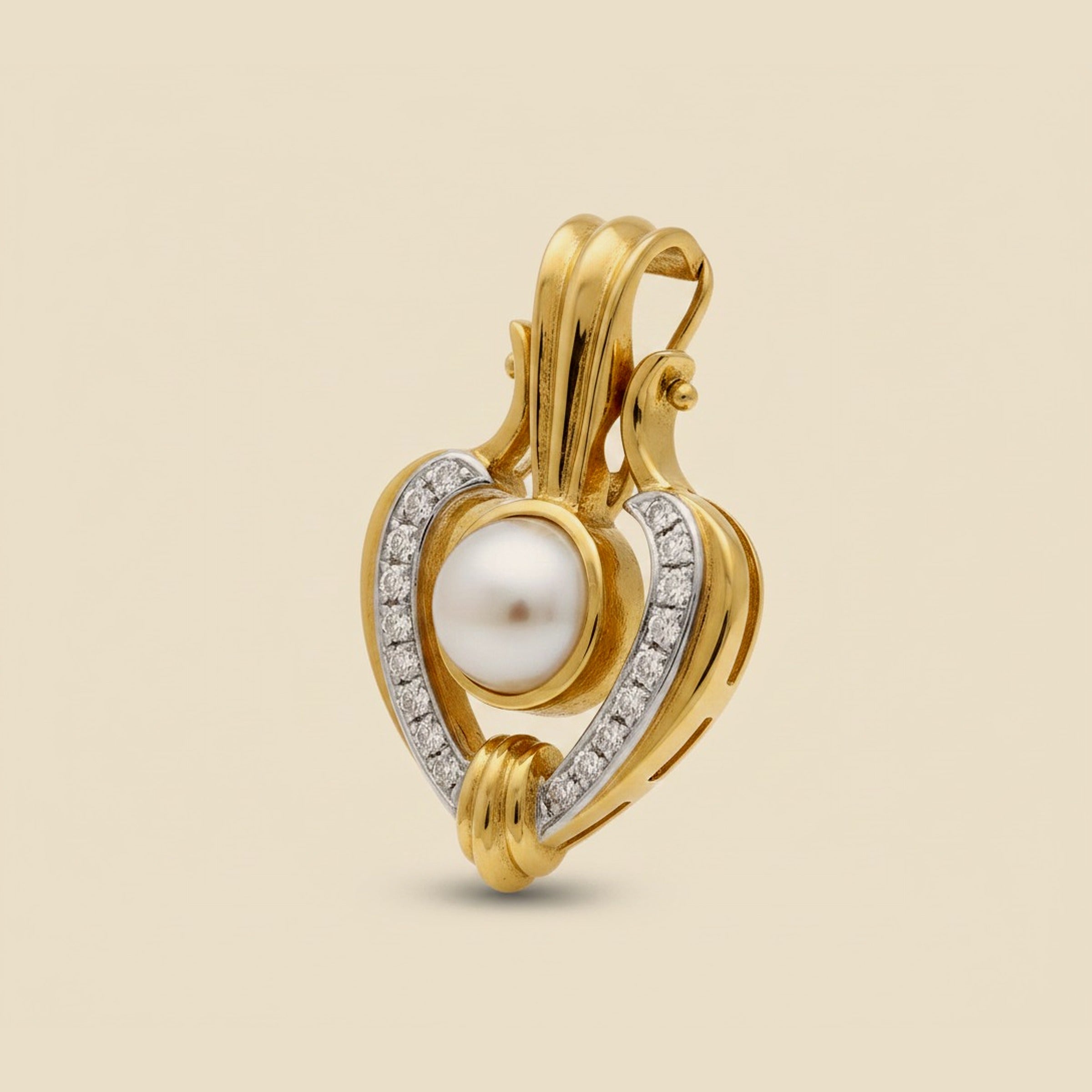 Yellow Gold Mabe Pearl Pendulum Diamond Slide Pendant – Empire Diamond