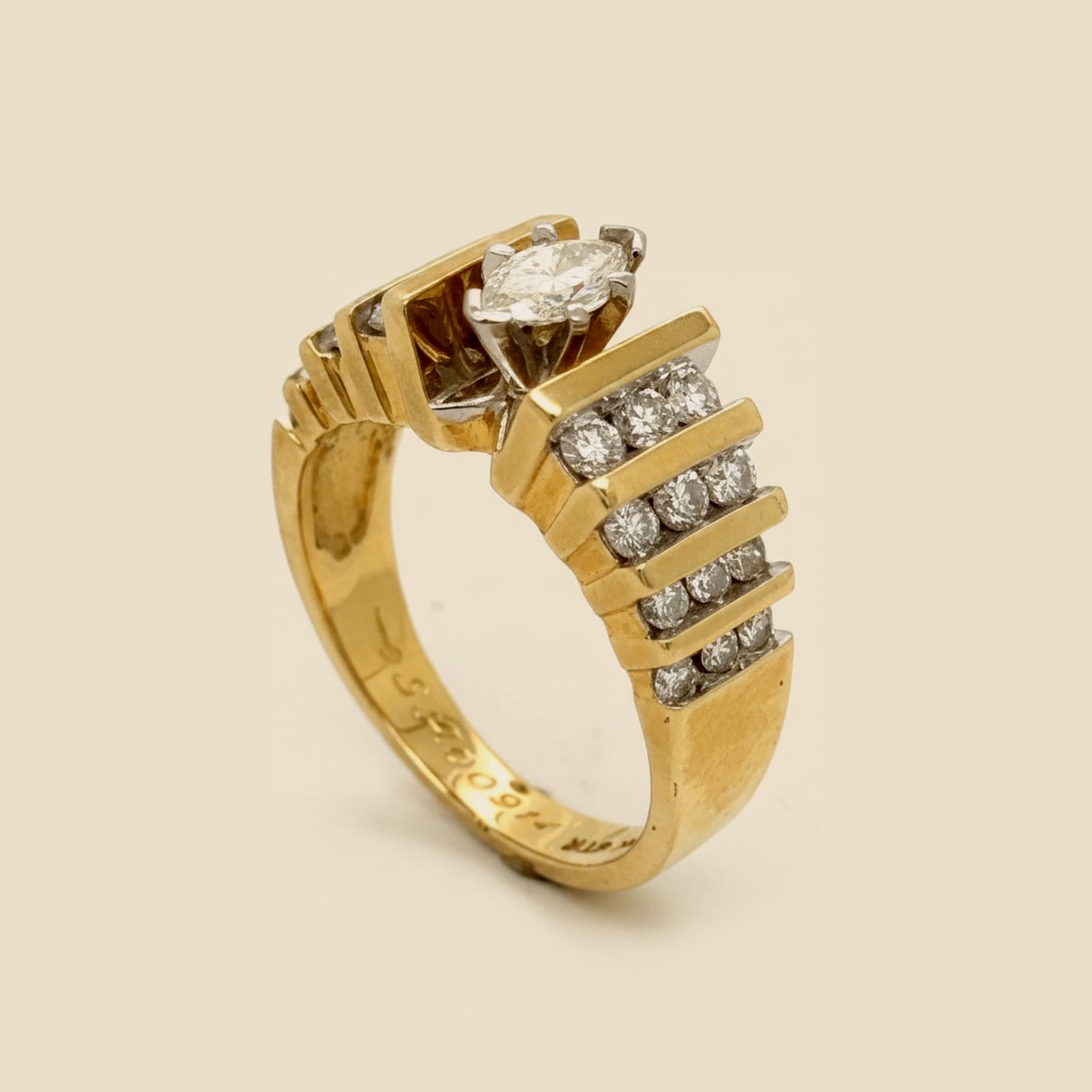 Yellow Gold Marquise Cut Diamond Engagement Ring – Empire Diamond