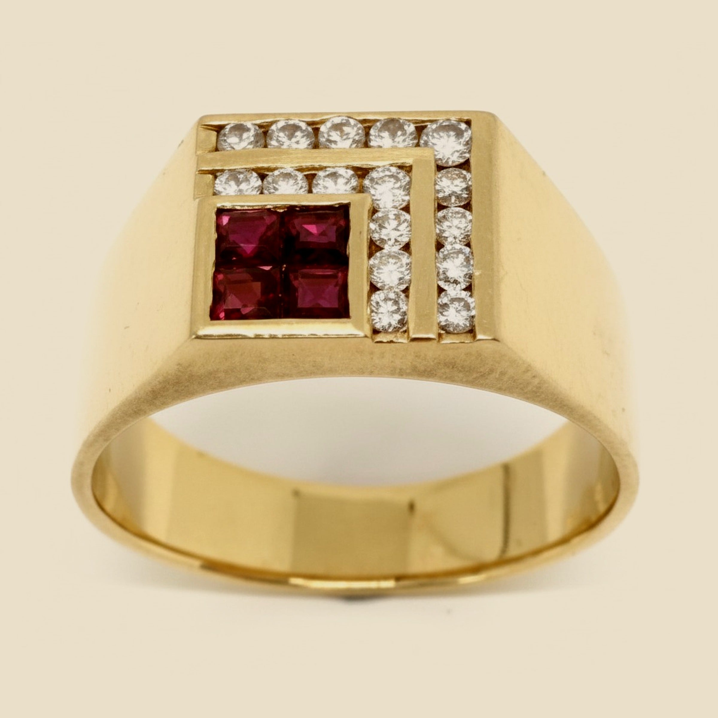 Yellow Gold Natural Ruby & Diamond Cocktail Ring – Empire Diamond – view 2
