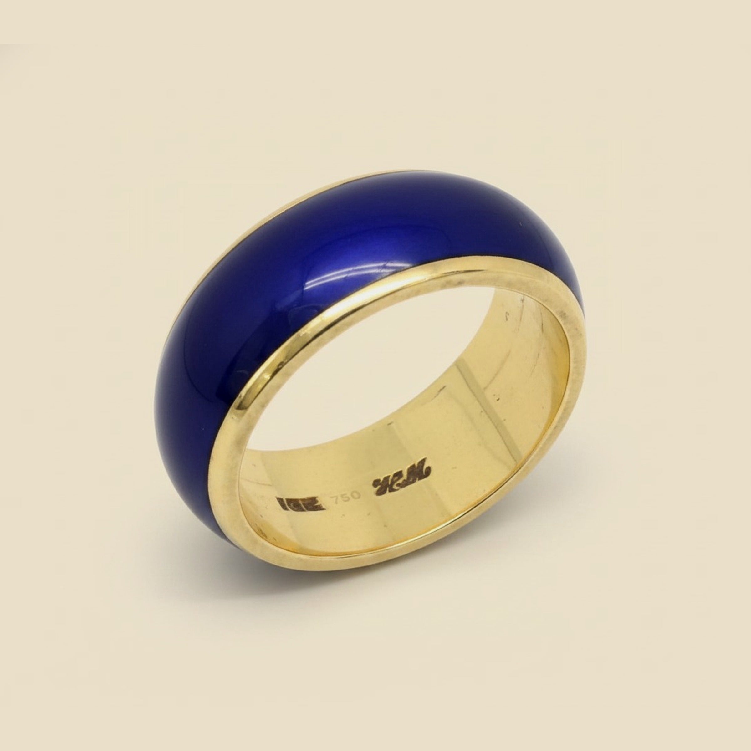 Yellow Gold Royal Blue Enamel Wedding Band – Empire Diamond