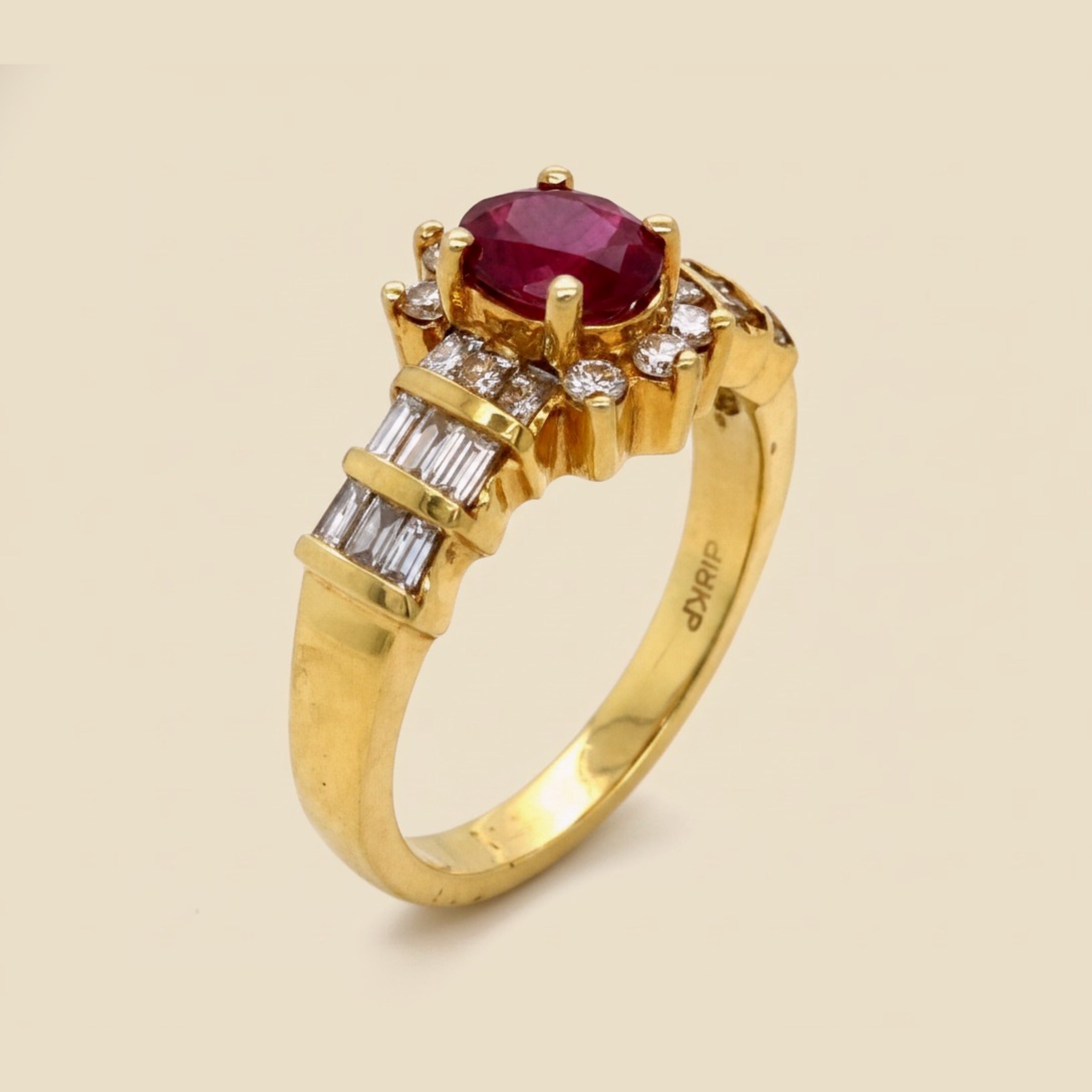 Yellow Gold Ruby& Diamond Cocktail Ring