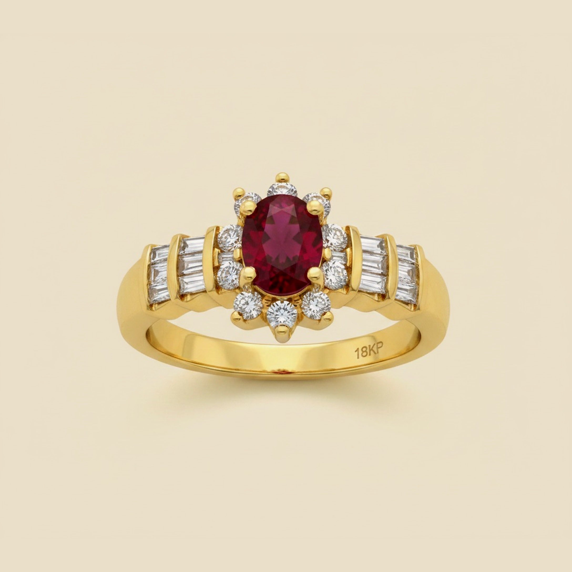 Yellow Gold Ruby& Diamond Cocktail Ring