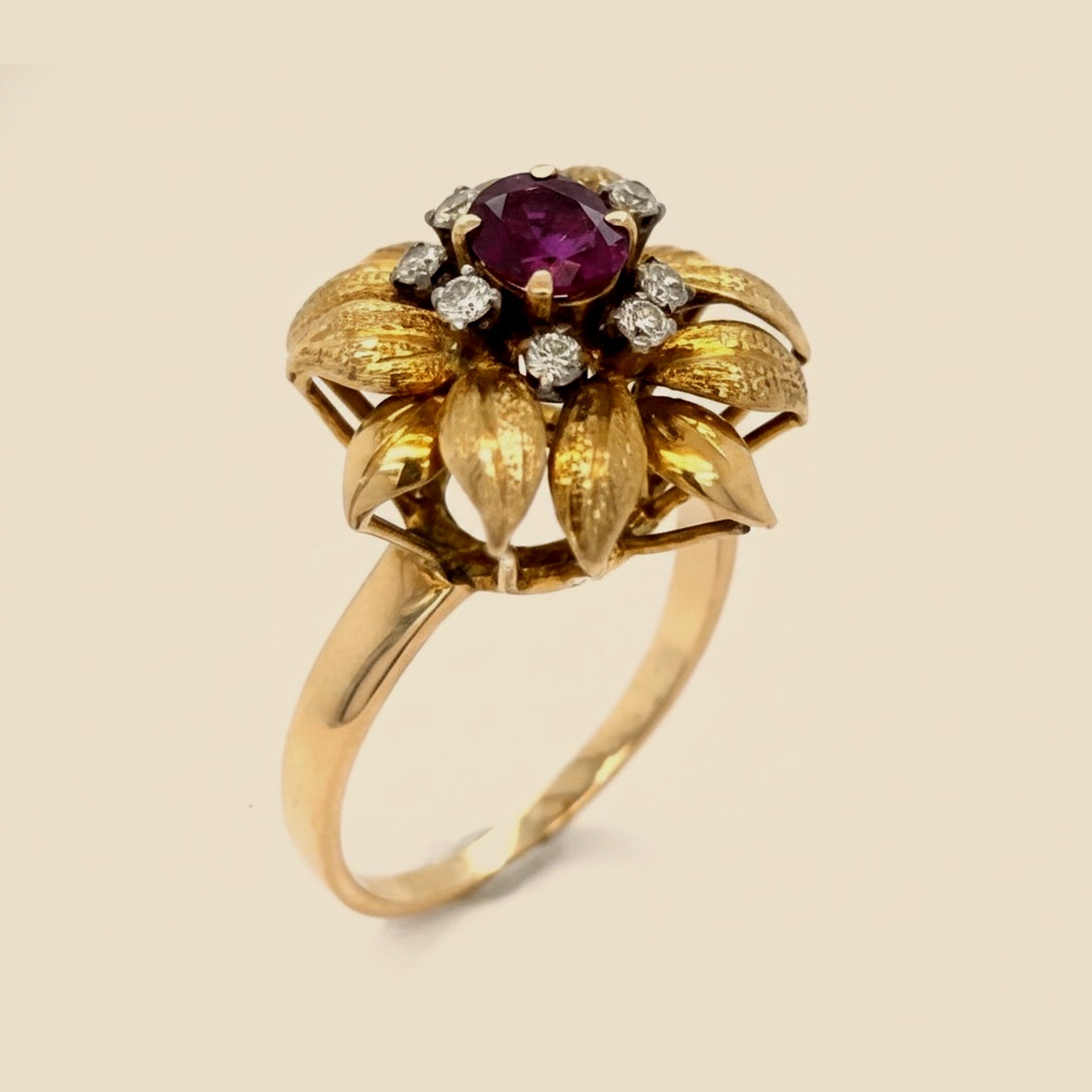 Yellow Gold Ruby & Diamond Cocktail Ring