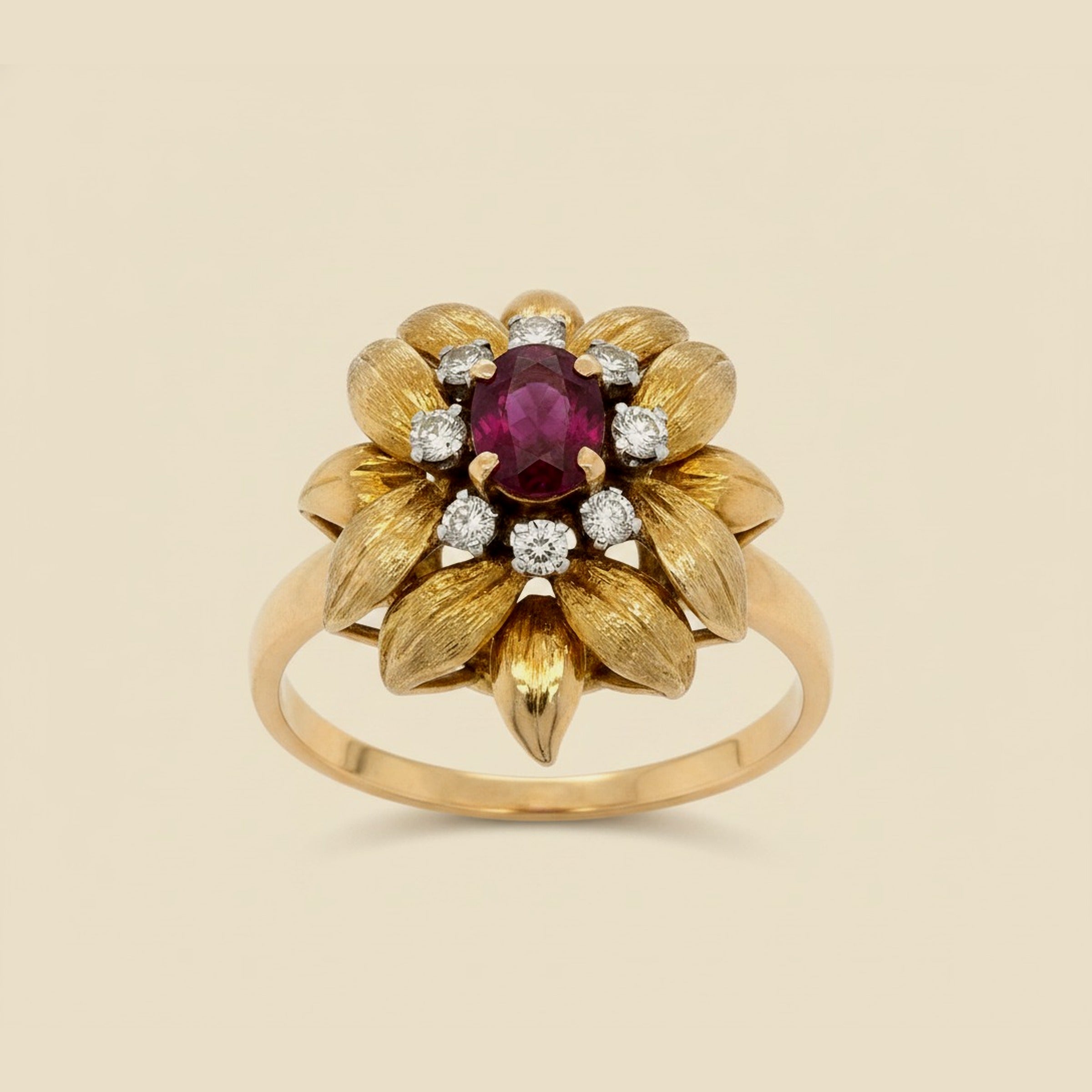 Yellow Gold Ruby & Diamond Cocktail Ring