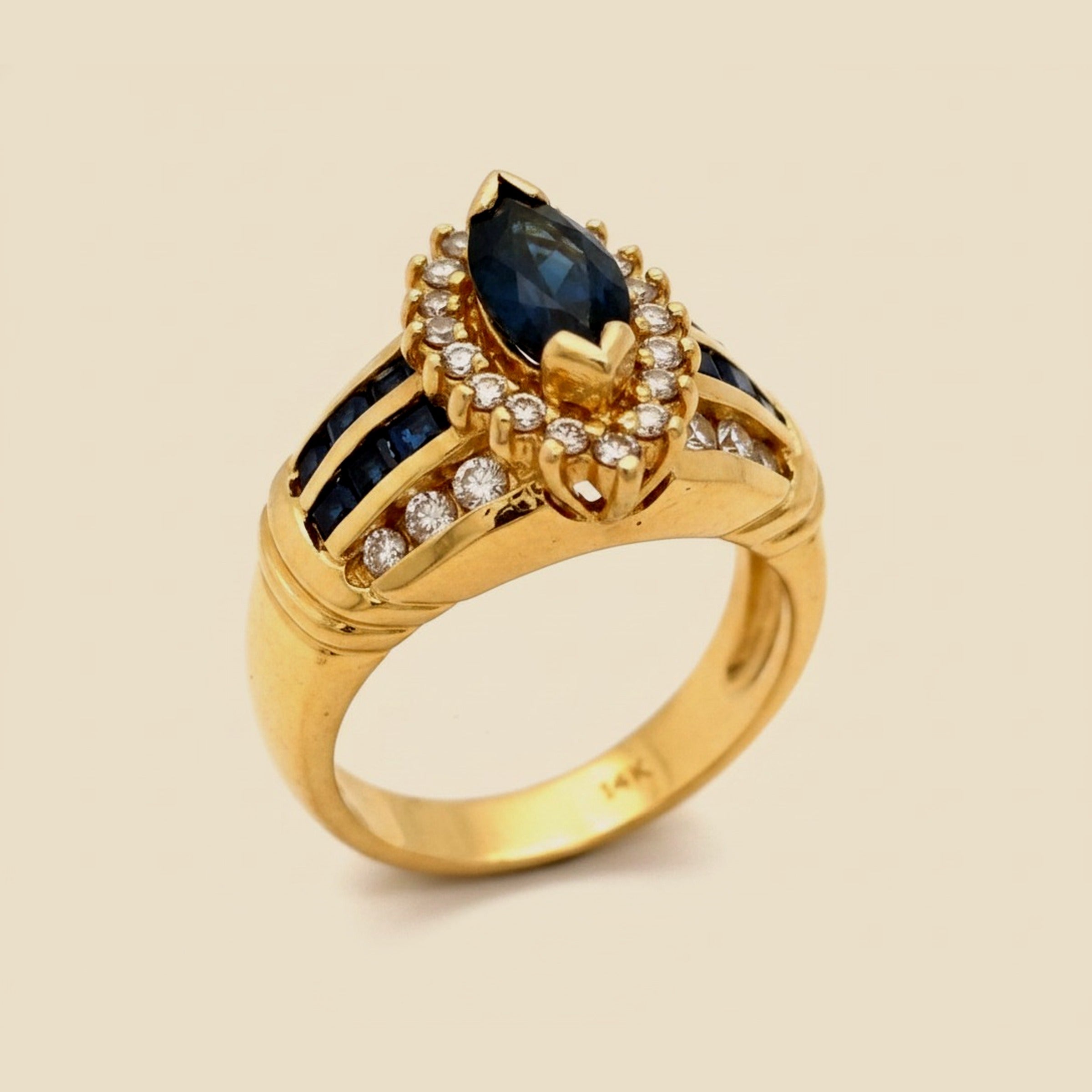 Yellow Gold Sapphire/Diamond Cocktail Ring