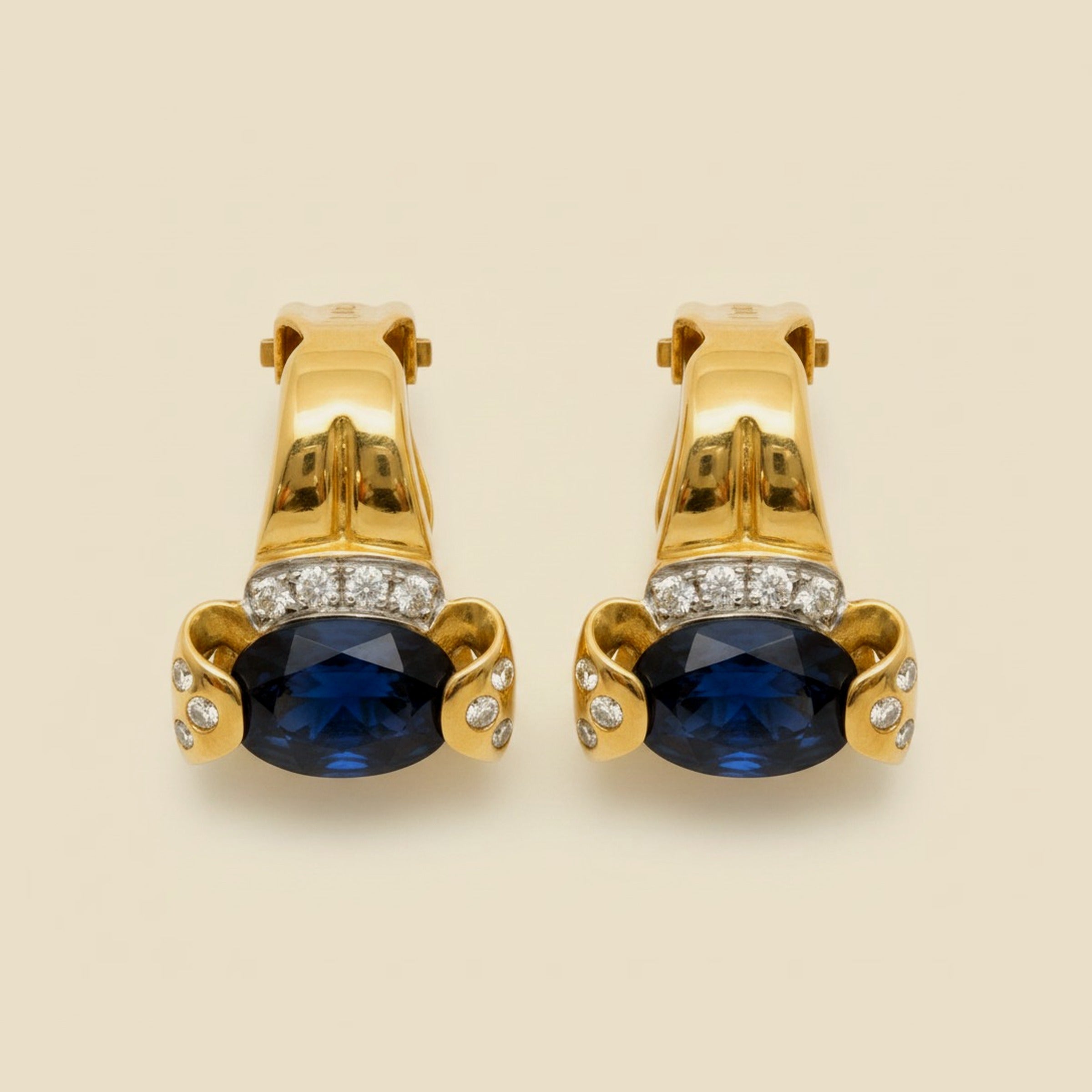 Yellow Gold Sapphire & Diamond Earclips – Empire Diamond