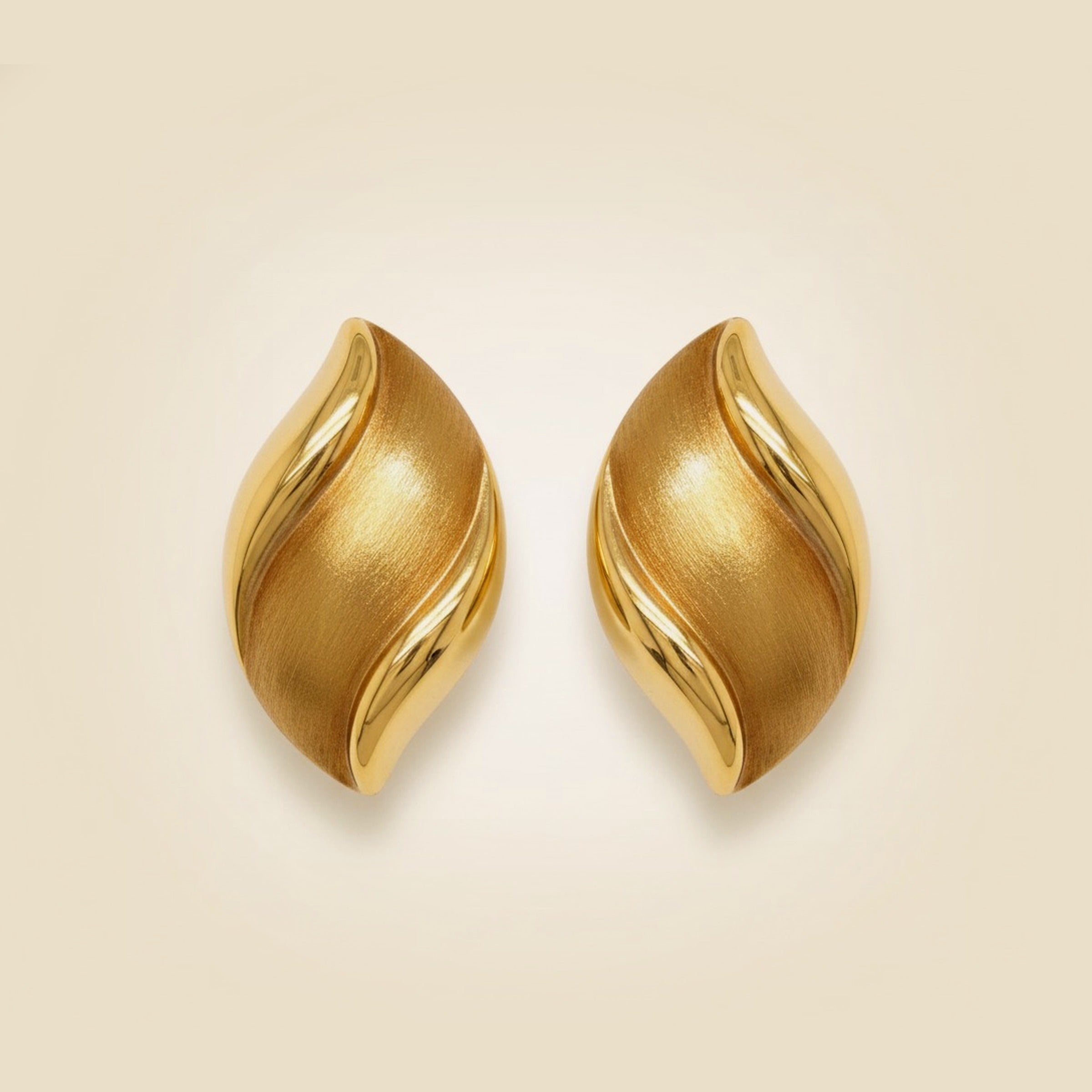 Yellow Gold Satin & Glossy Finish Freeform Earrings – Empire Diamond
