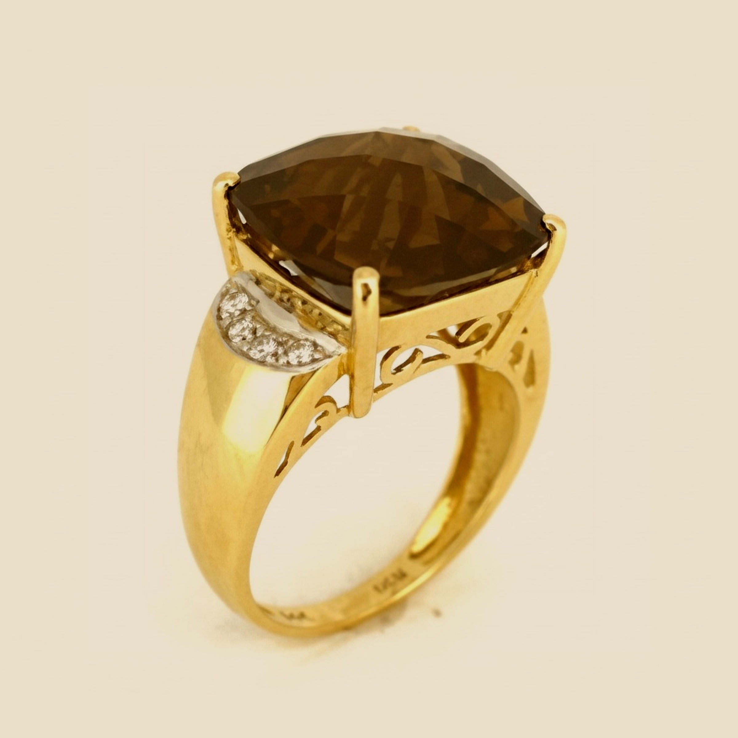 Yellow Gold Smokey Quartz Ring – Empire Diamond