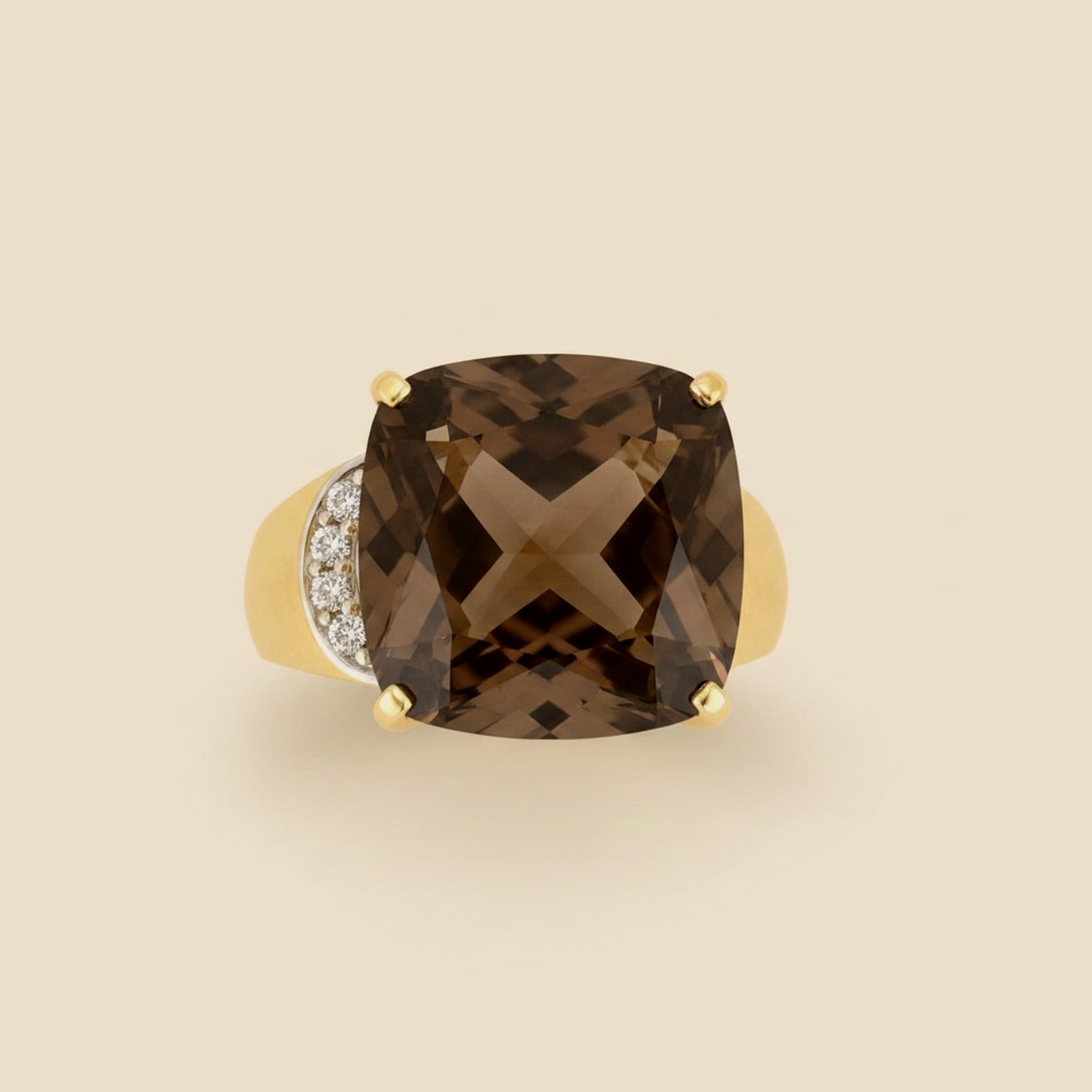Yellow Gold Smokey Quartz Ring – Empire Diamond – view 2