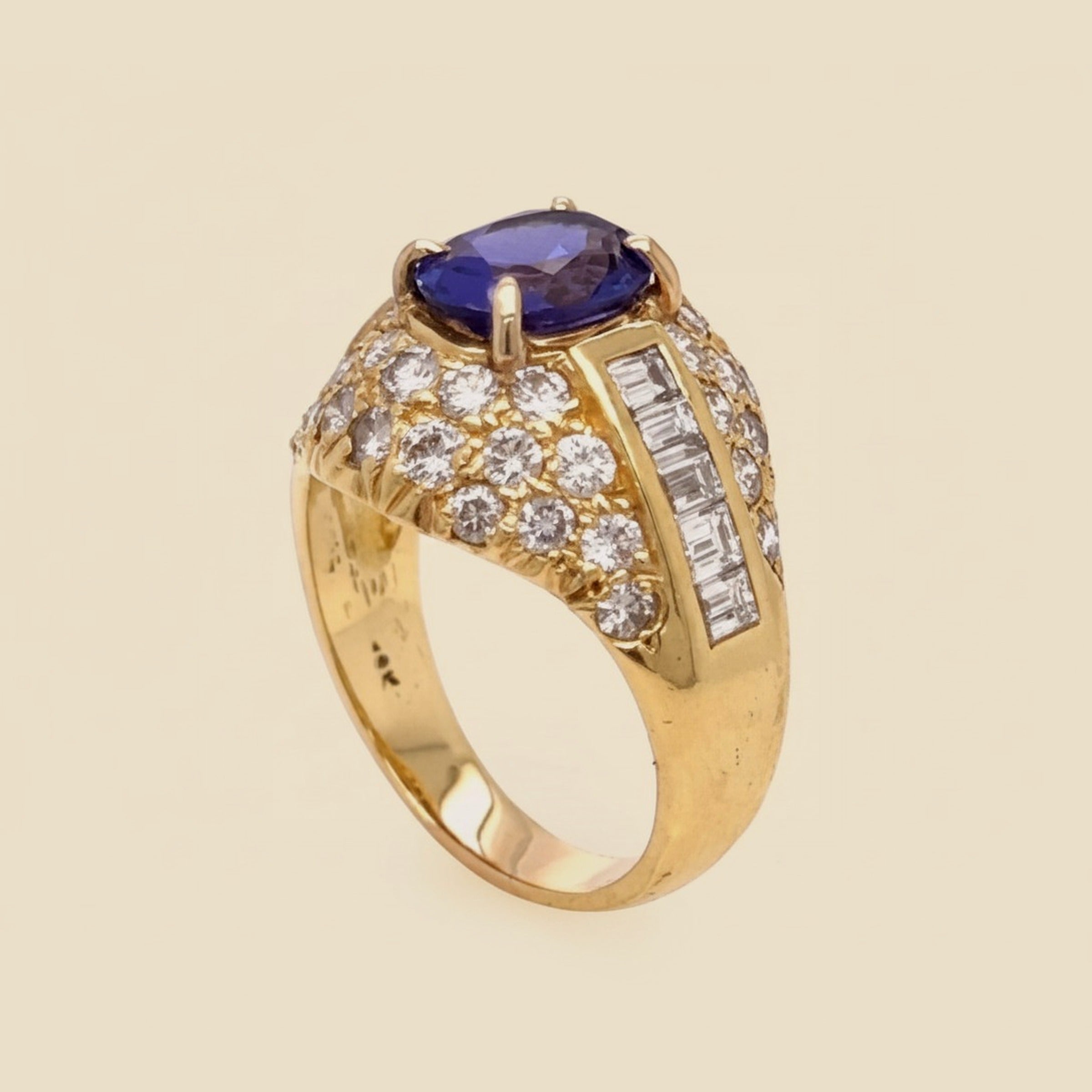 Yellow Gold Tanzanite & Diamond Cocktail Ring – Empire Diamond – view 2