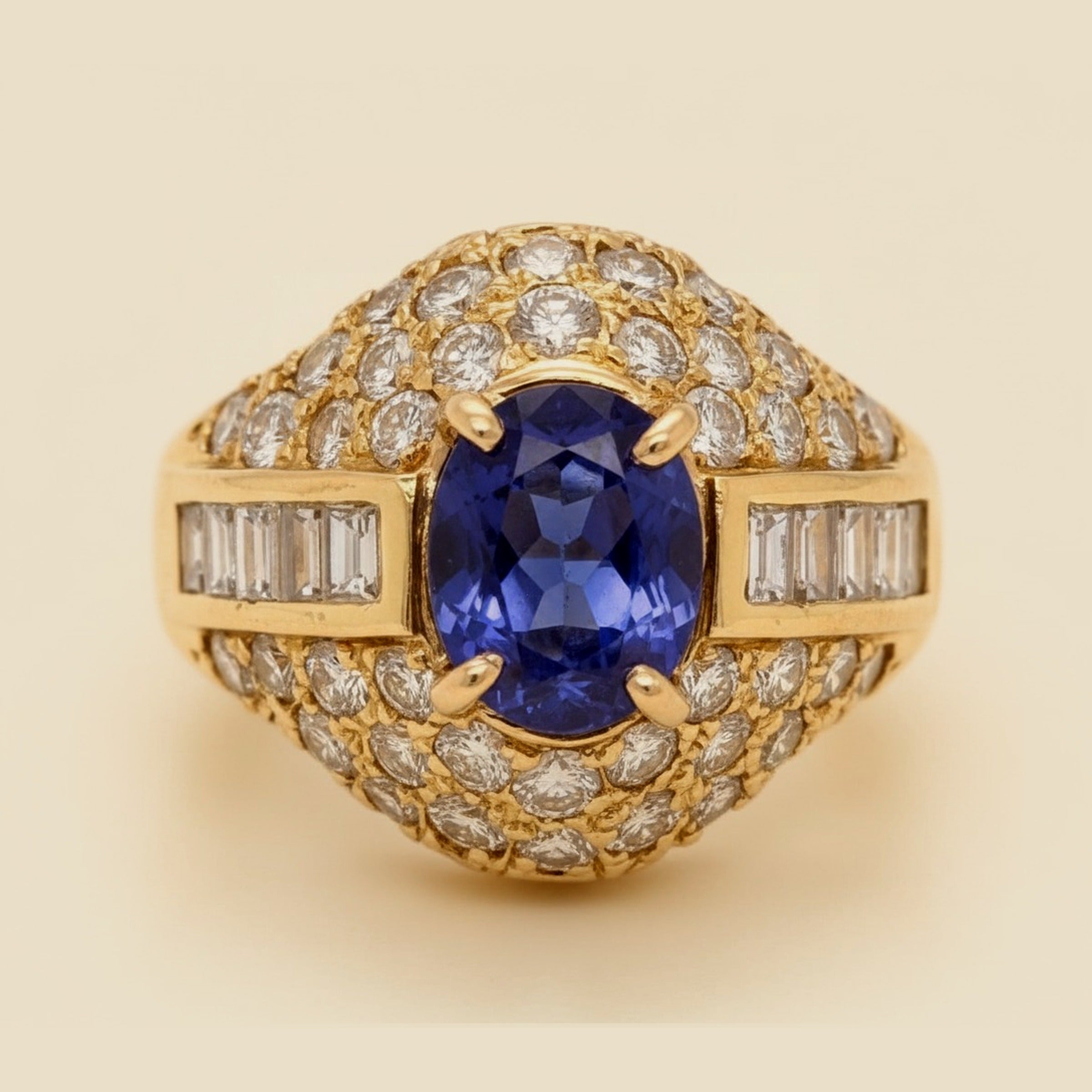 Yellow Gold Tanzanite & Diamond Cocktail Ring – Empire Diamond – view 3