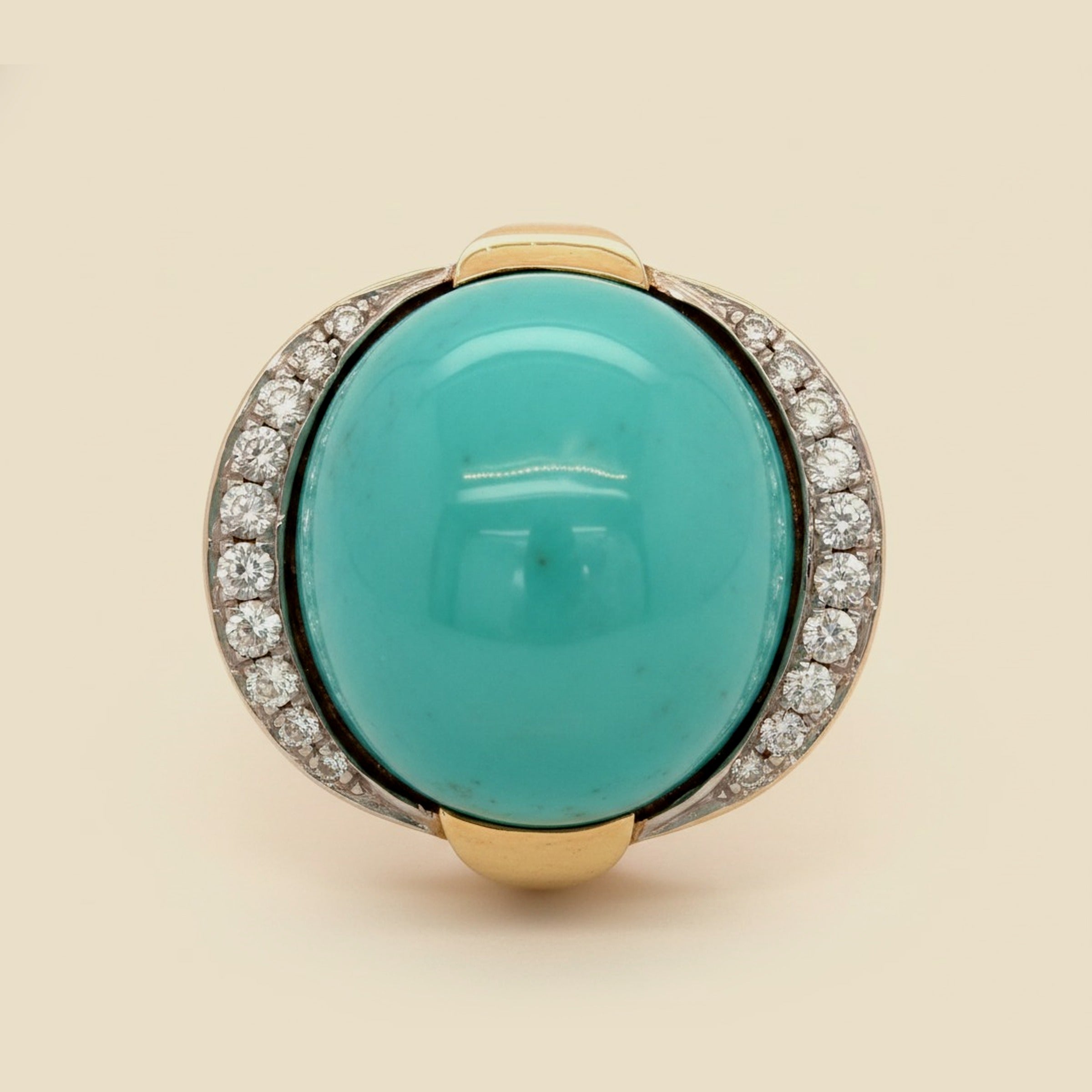 Yellow Gold Turquoise & Diamond Cocktail Ring
