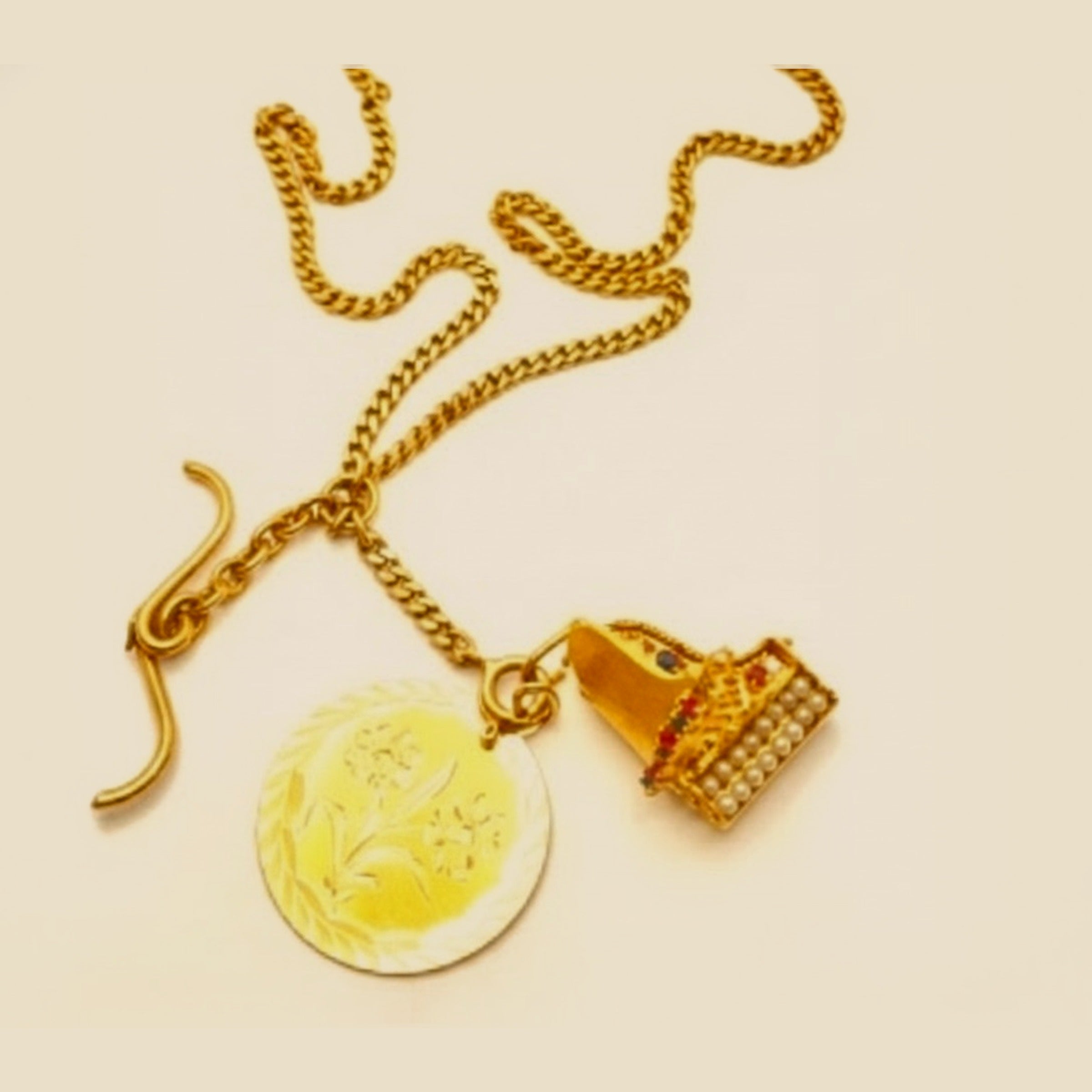 Yellow Gold Watch Fob with "T" Bar and Charms – Empire Diamond