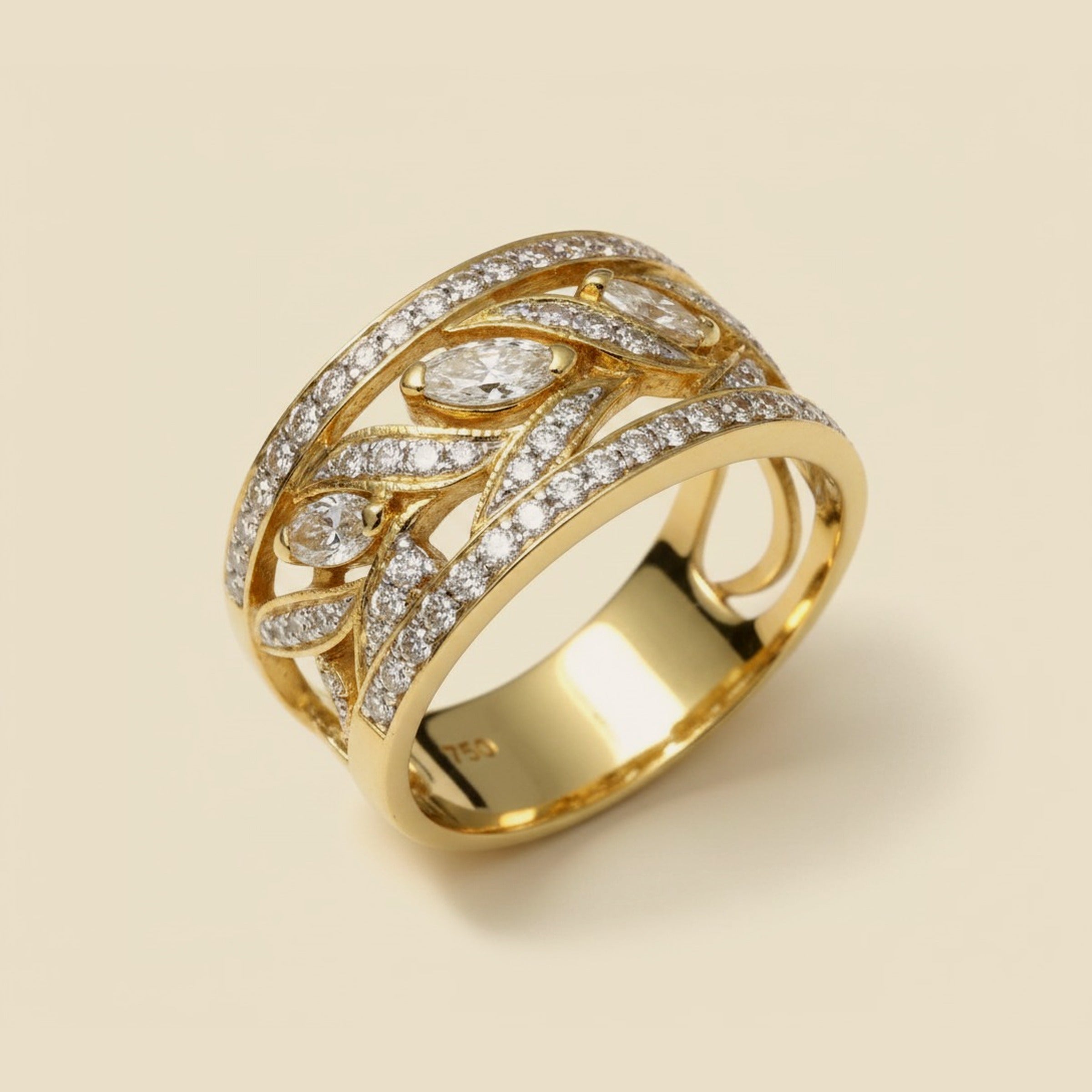 Yellow Gold Wide Diamond Band – Empire Diamond