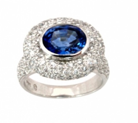 Rings | Platinum Sapphire & Diamond Cocktail Ring